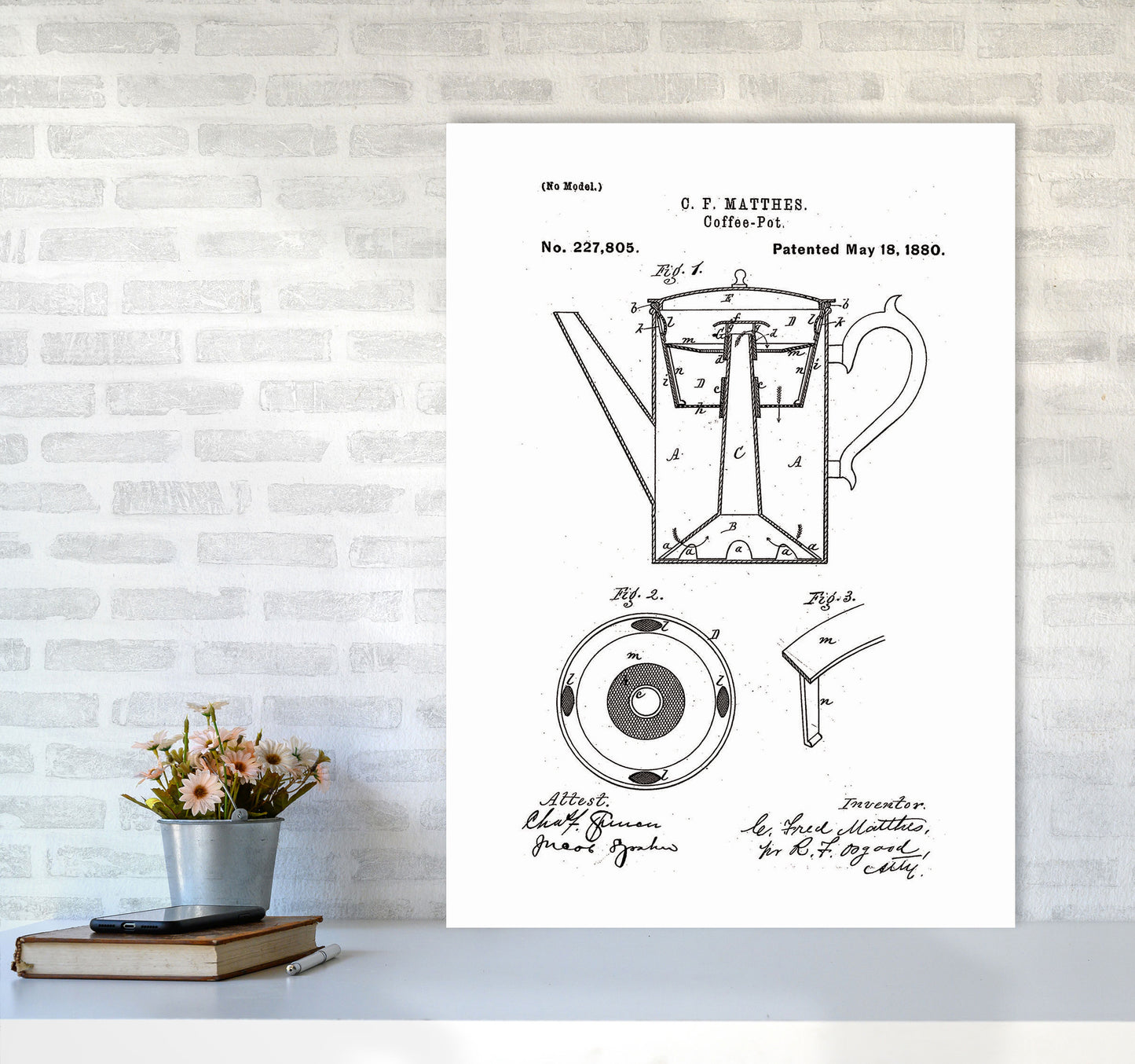 Coffee Pot Patent Art Print by Jason Stanley A1 Black Frame
