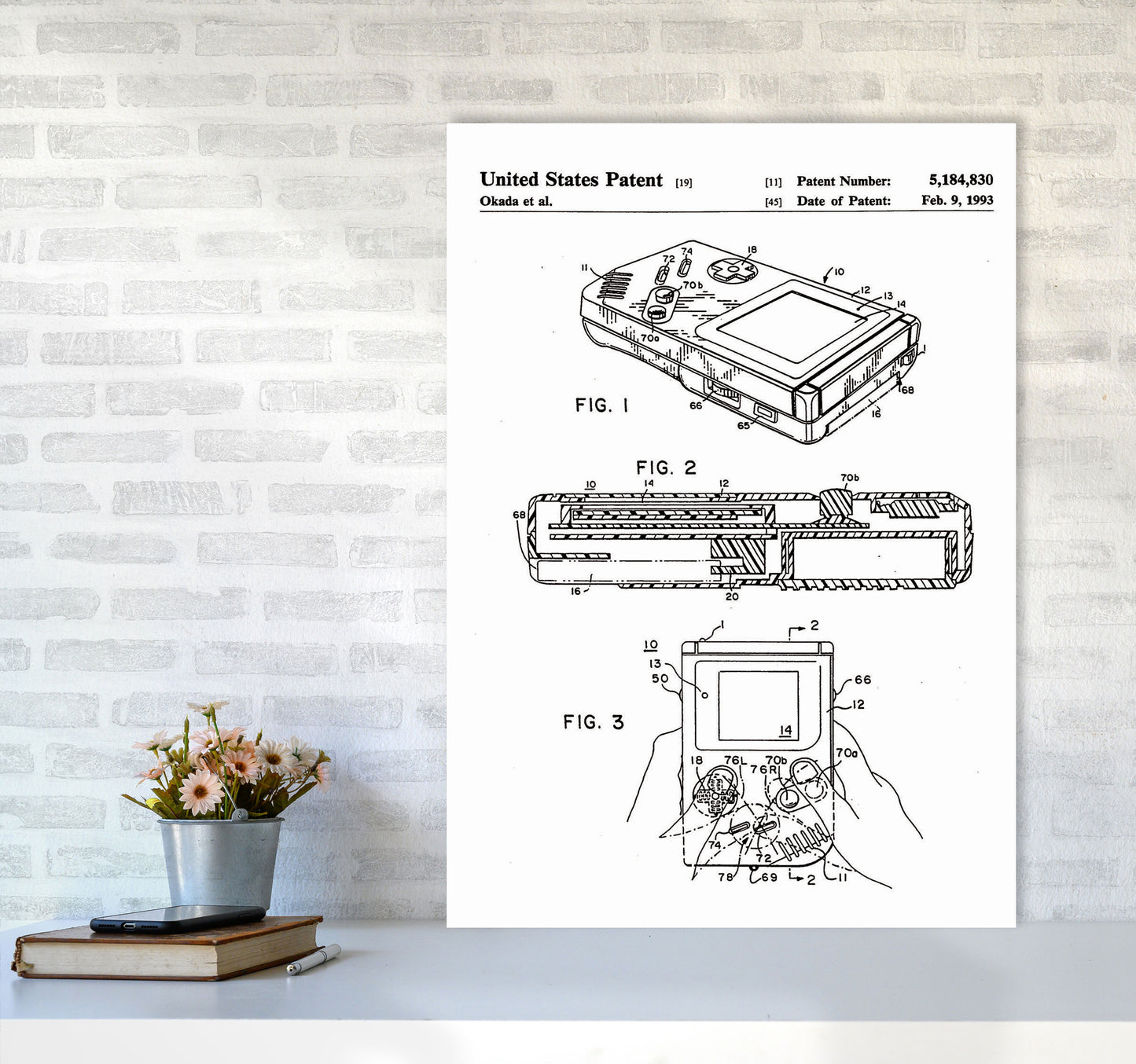 Gameboy Patent Art Print by Jason Stanley A1 Black Frame