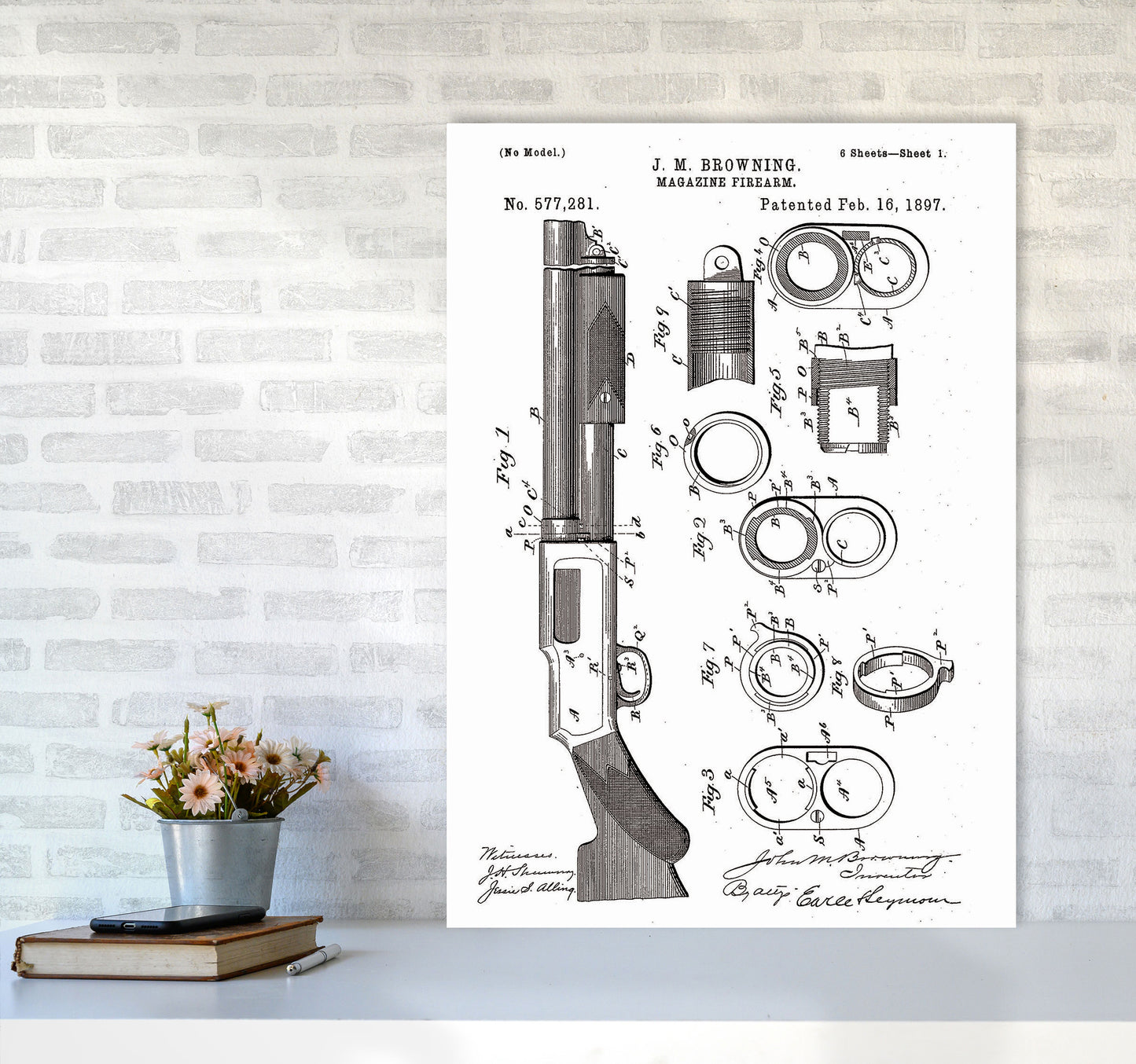 Shotgun Patent Art Print by Jason Stanley A1 Black Frame