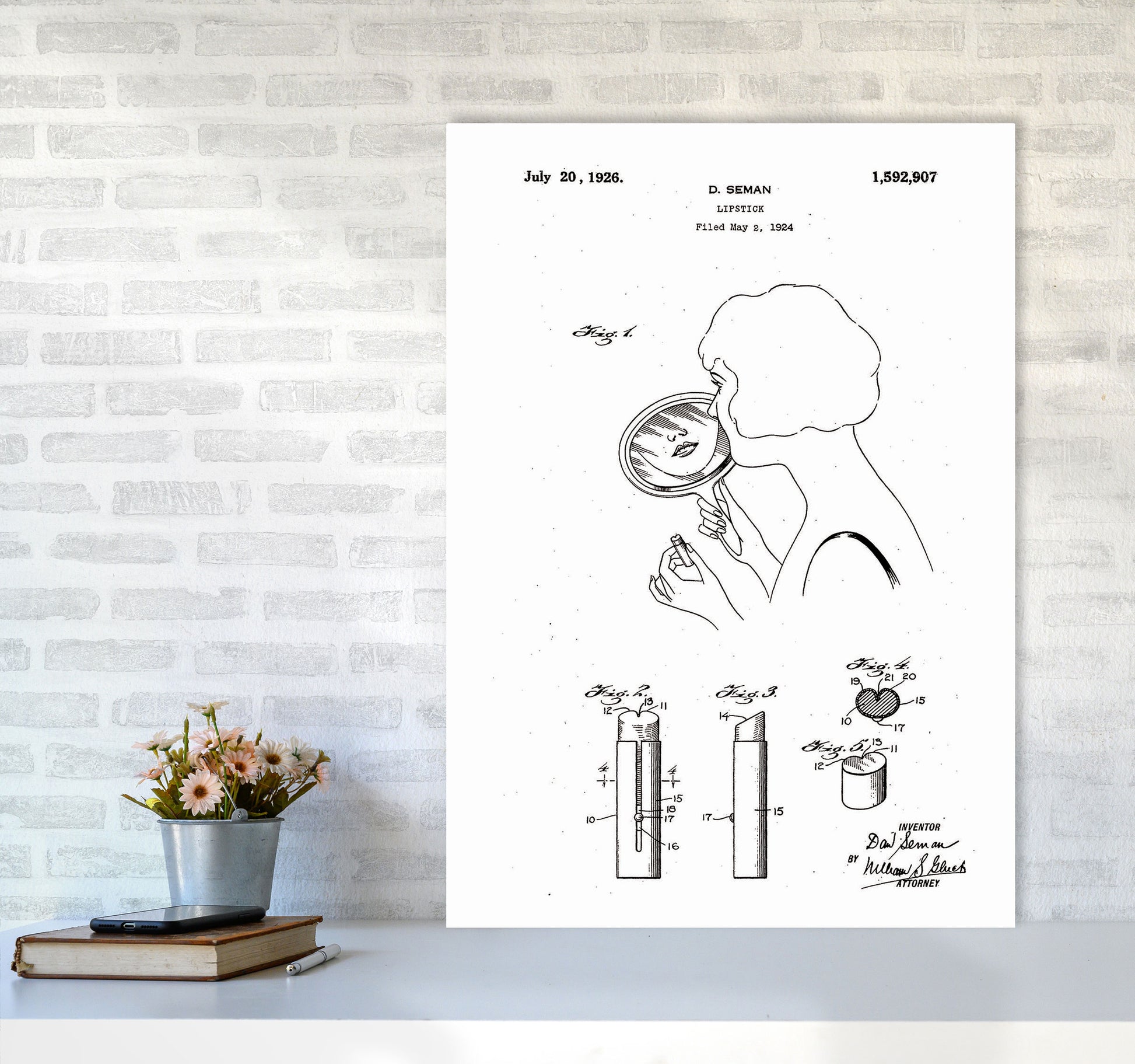 Lipstick Patent Art Print by Jason Stanley A1 Black Frame