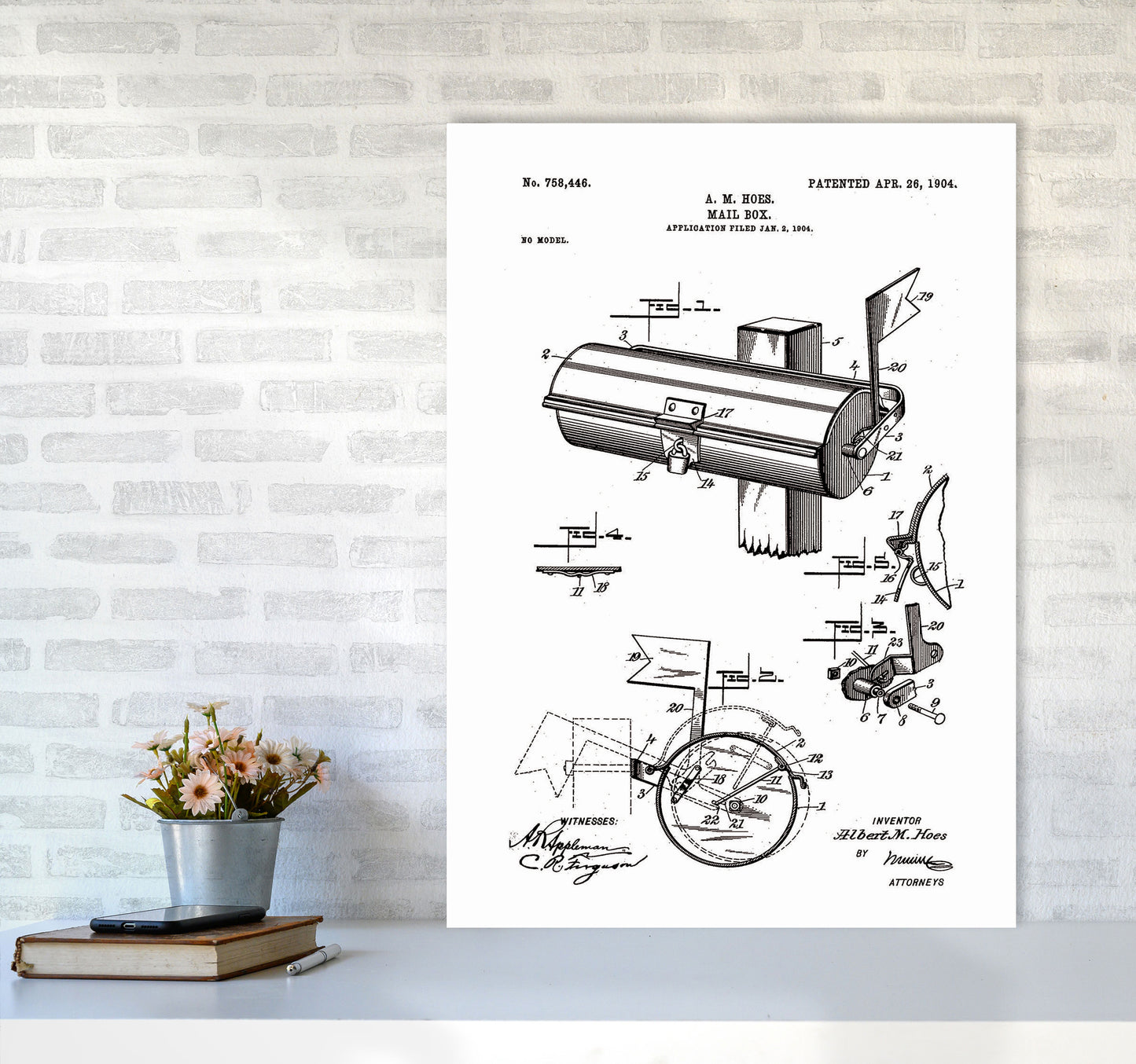 Mailbox Patent Art Print by Jason Stanley A1 Black Frame