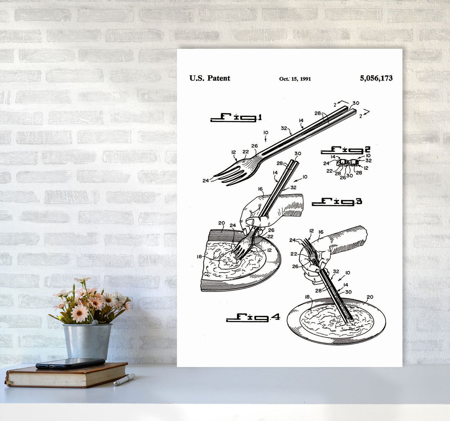 Fork Patent Art Print by Jason Stanley A1 Black Frame