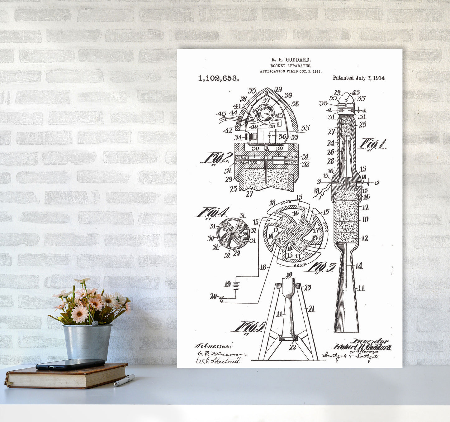 Rocket Patent Art Print by Jason Stanley A1 Black Frame