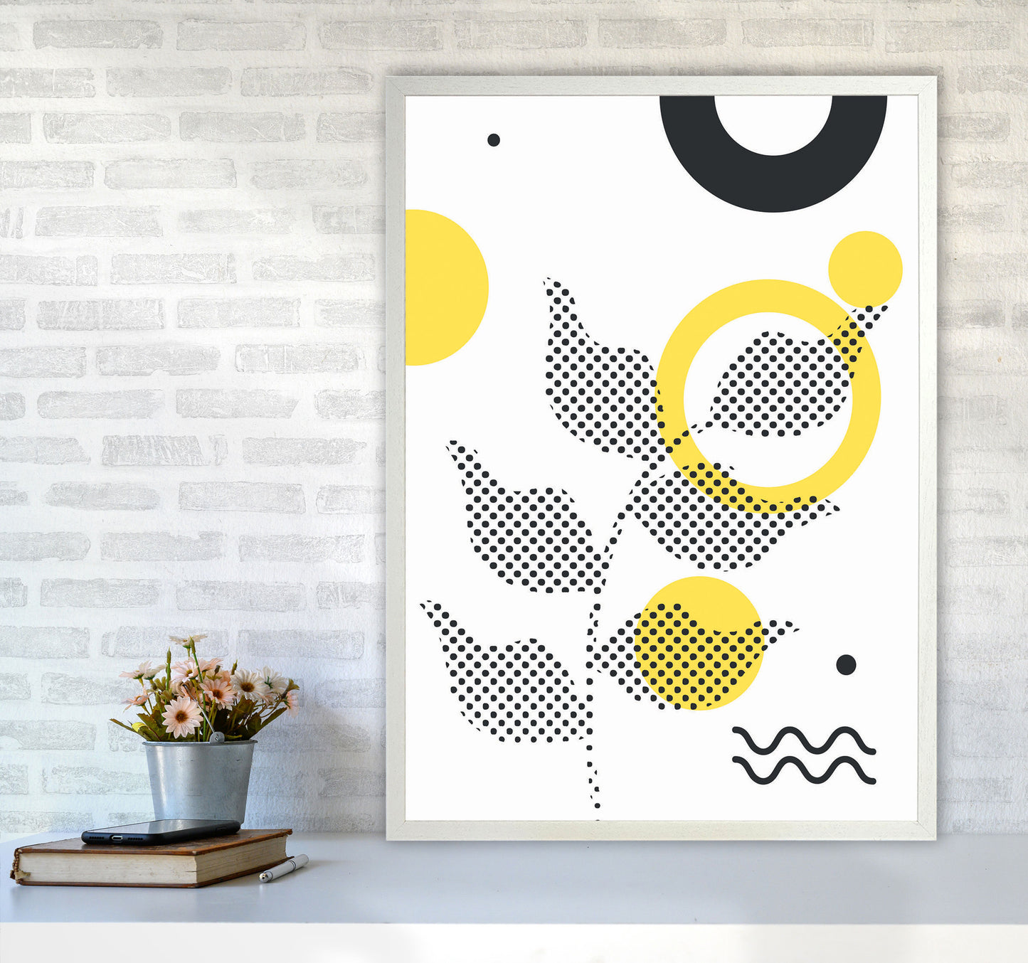 Abstract Halftone Shapes 4 Art Print by Jason Stanley A1 Oak Frame