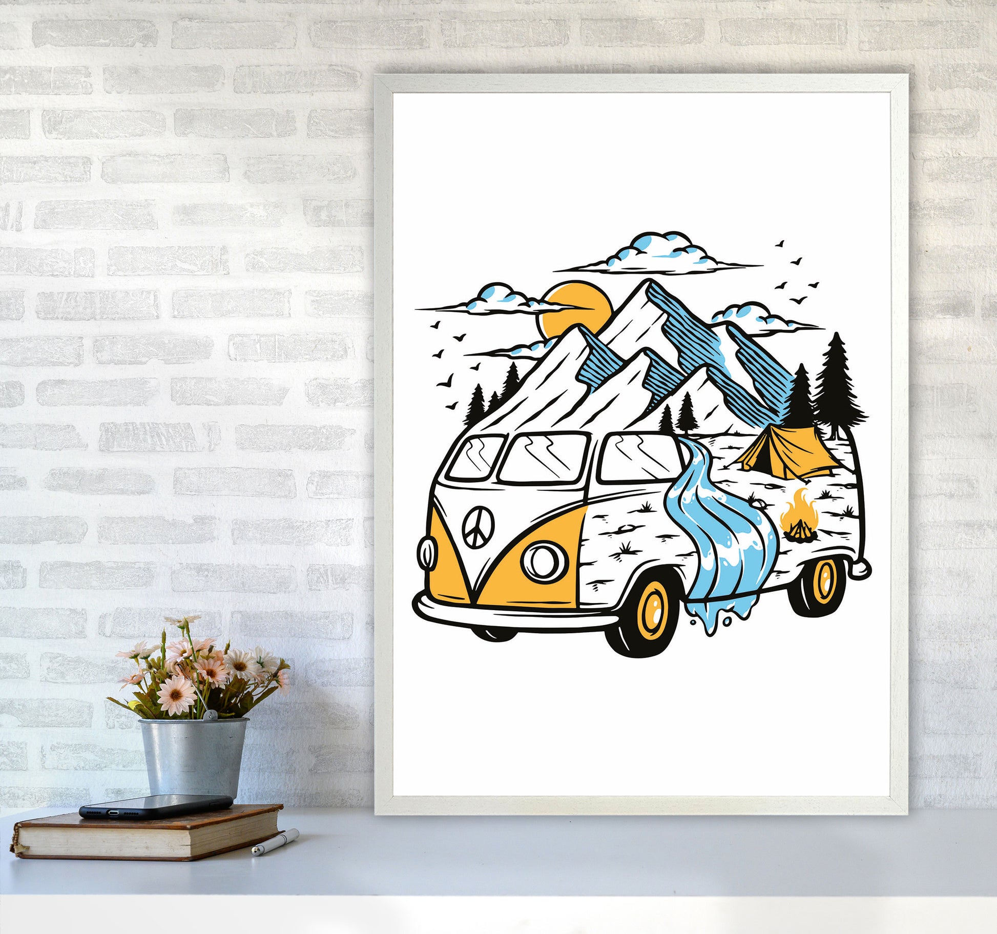 Home Is Where You Park It Art Print by Jason Stanley A1 Oak Frame
