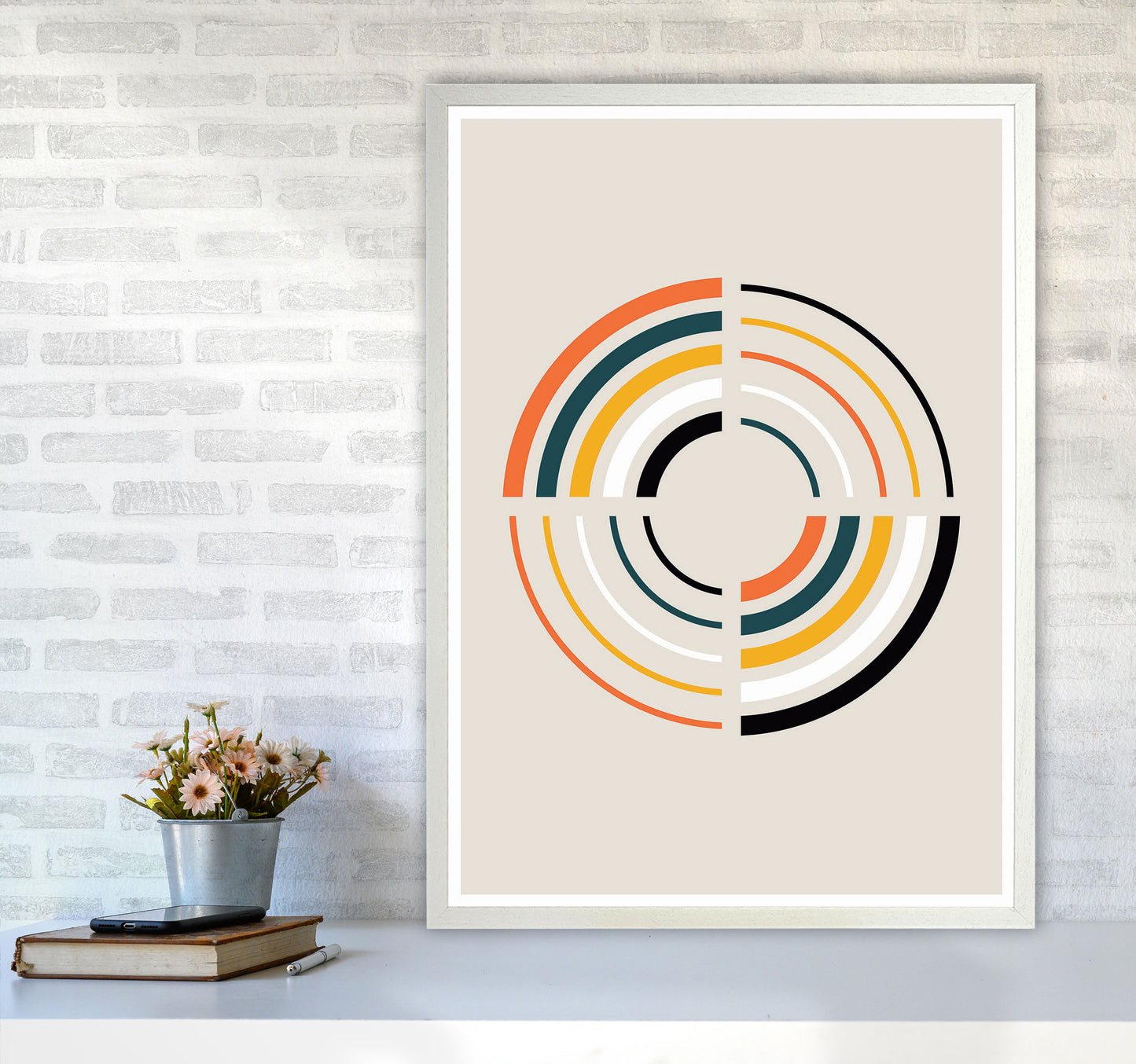 Retro Geometric Circle 2 Art Print by Jason Stanley A1 Oak Frame