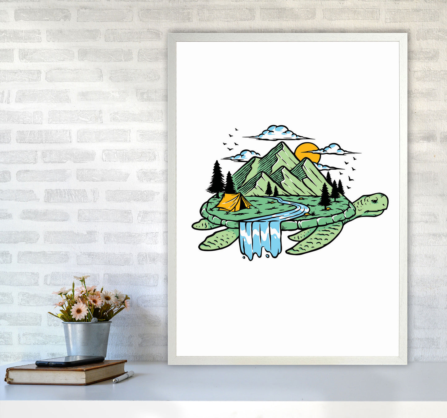 Turtles All The Way Down Art Print by Jason Stanley A1 Oak Frame