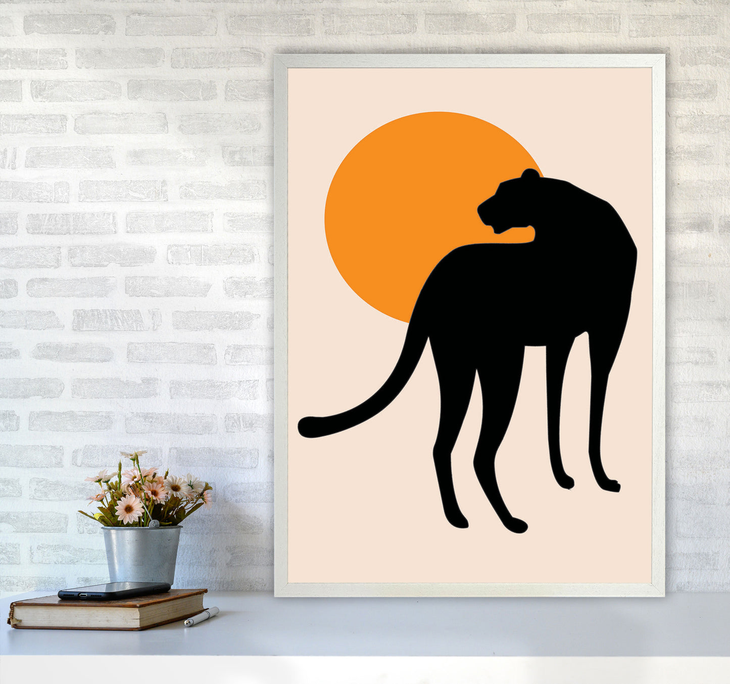 Leopard Sun Poster Art Print by Jason Stanley A1 Oak Frame