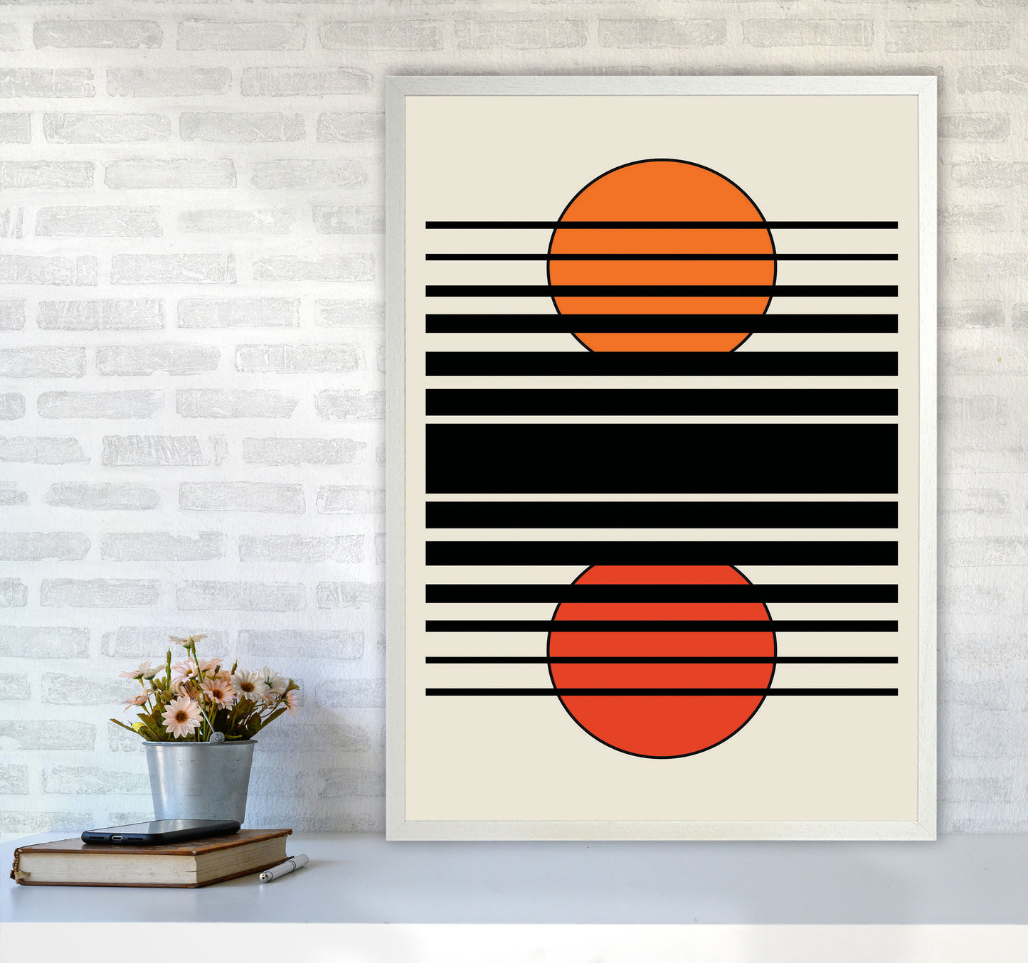 Geometric Suns II Art Print by Jason Stanley A1 Oak Frame