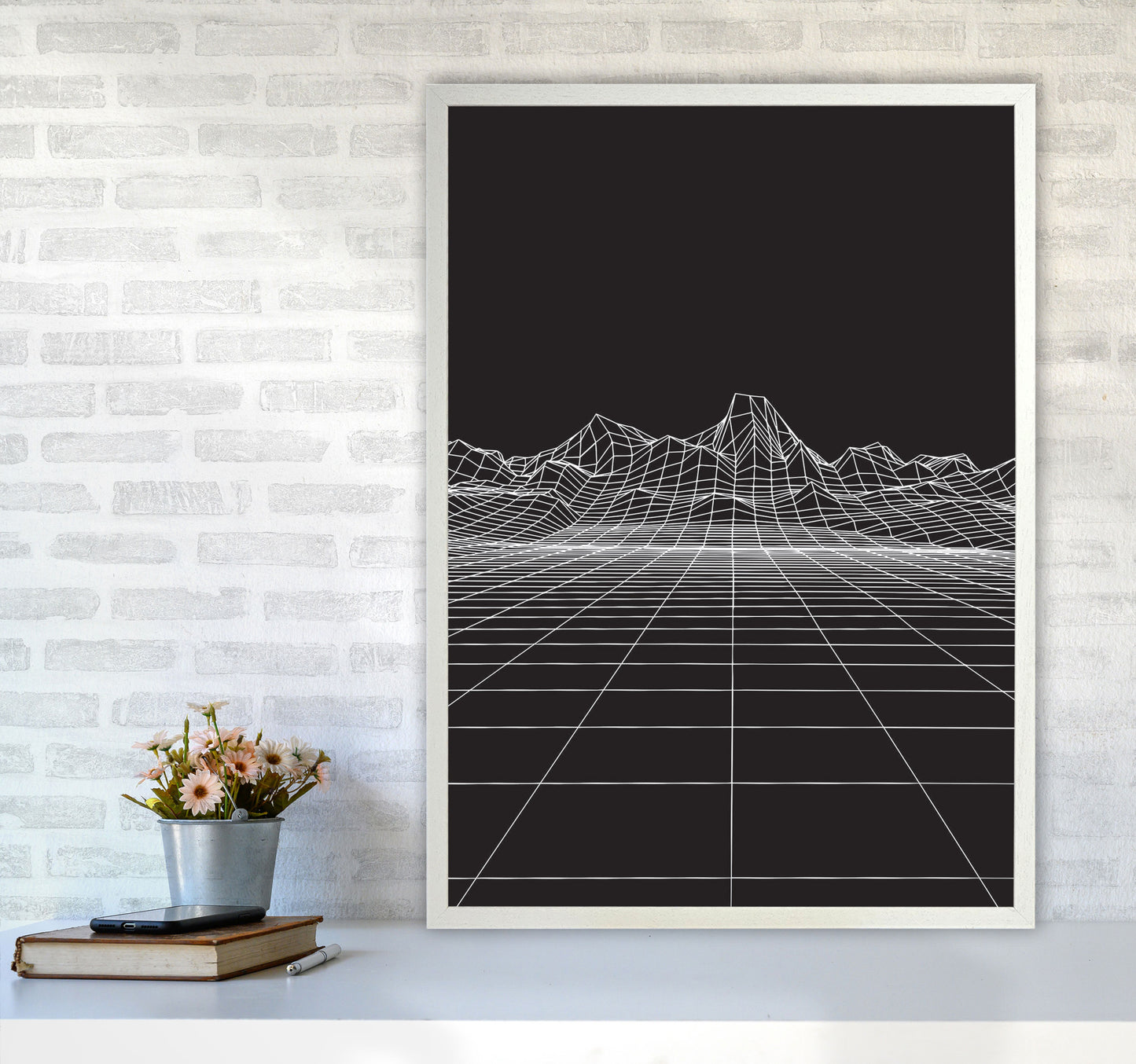 Line Mountains #2 Art Print by Jason Stanley A1 Oak Frame