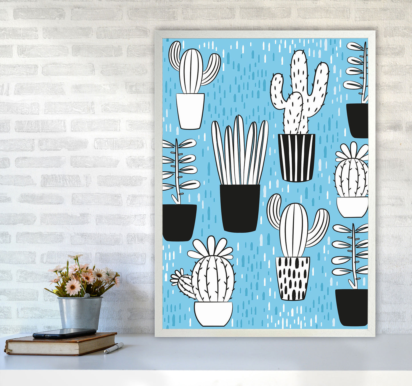 Cactus Vibes #1 Art Print by Jason Stanley A1 Oak Frame