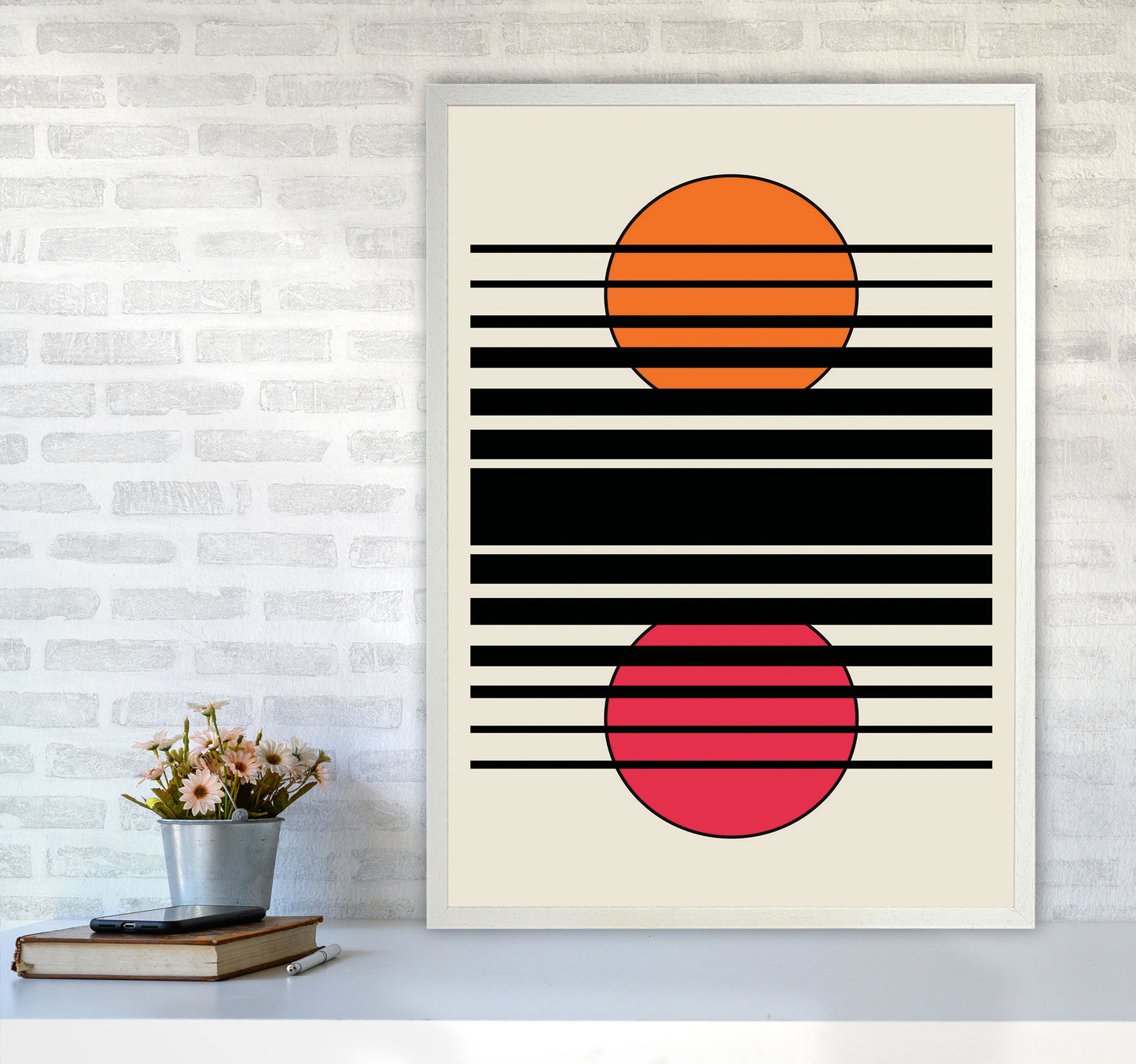 Geometric Suns Art Print by Jason Stanley A1 Oak Frame