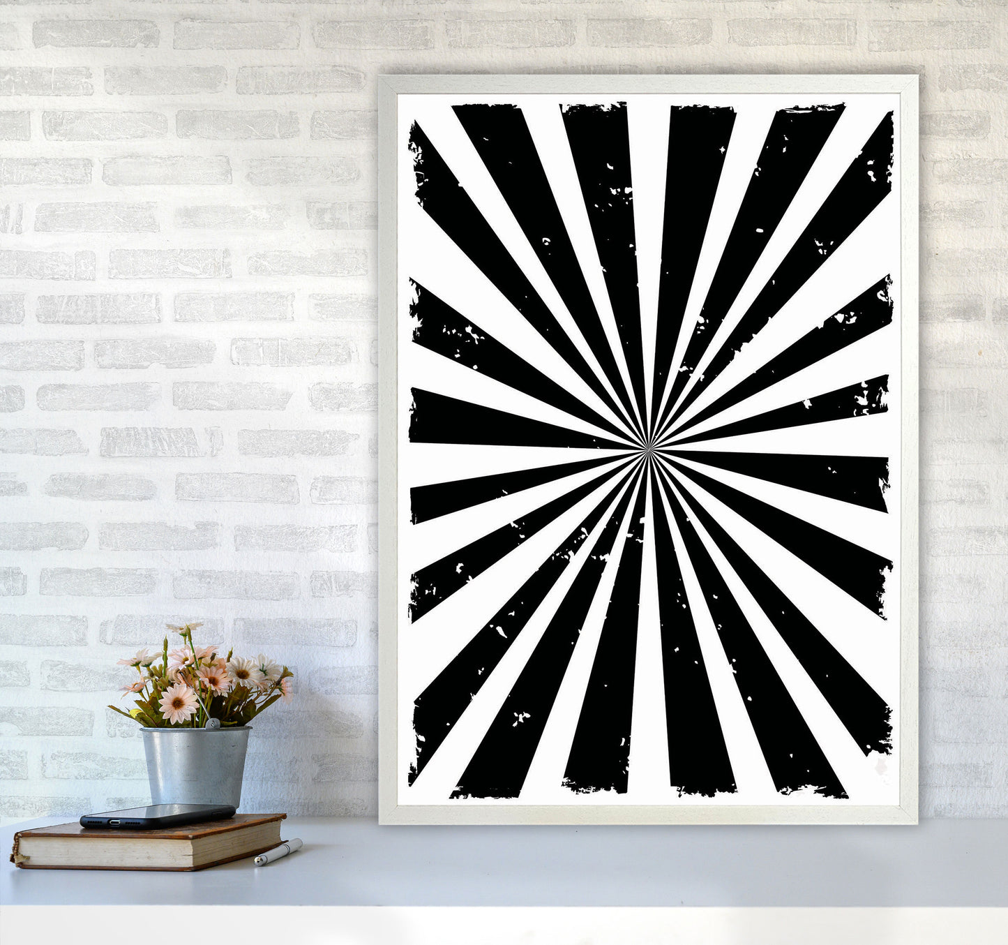 Black Sun Rays Art Print by Jason Stanley A1 Oak Frame