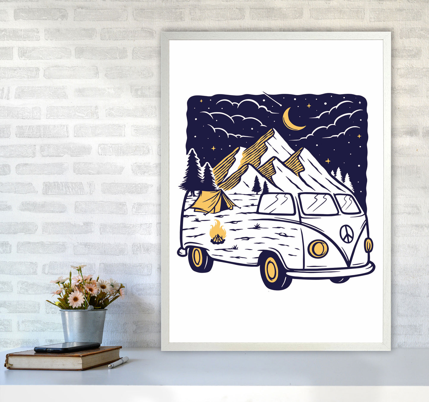 Camping Is Fun Art Print by Jason Stanley A1 Oak Frame