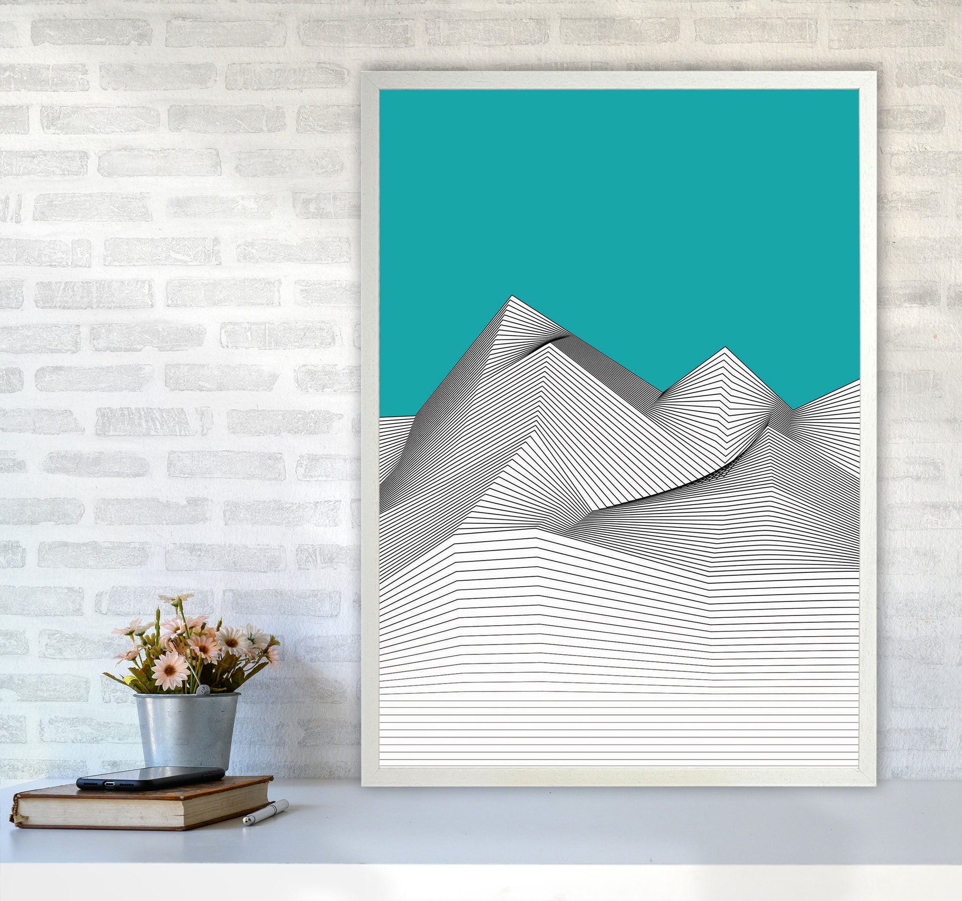 Blue Mountain Art Print by Jason Stanley A1 Oak Frame