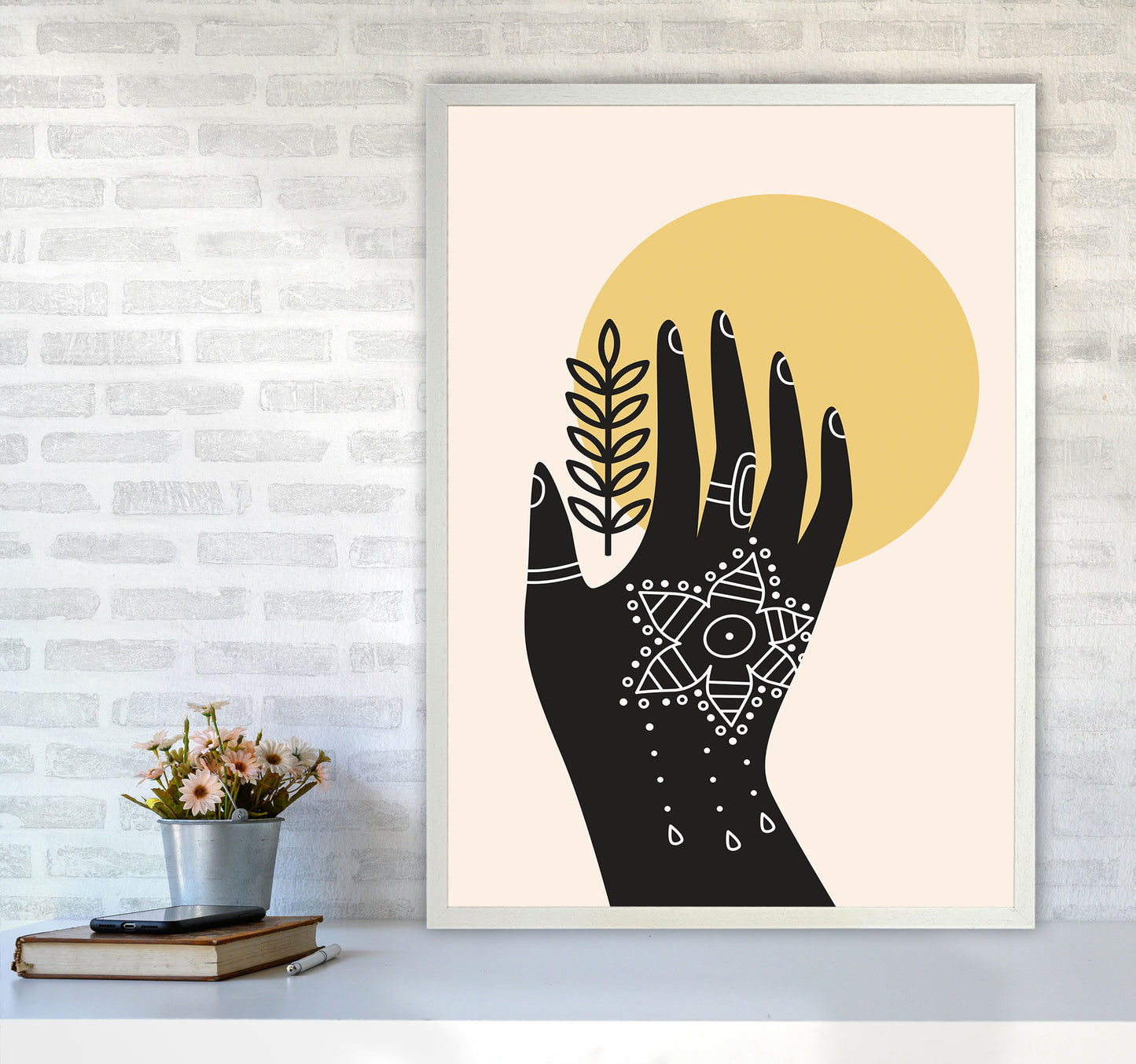 Abstract Hand Art Print by Jason Stanley A1 Oak Frame