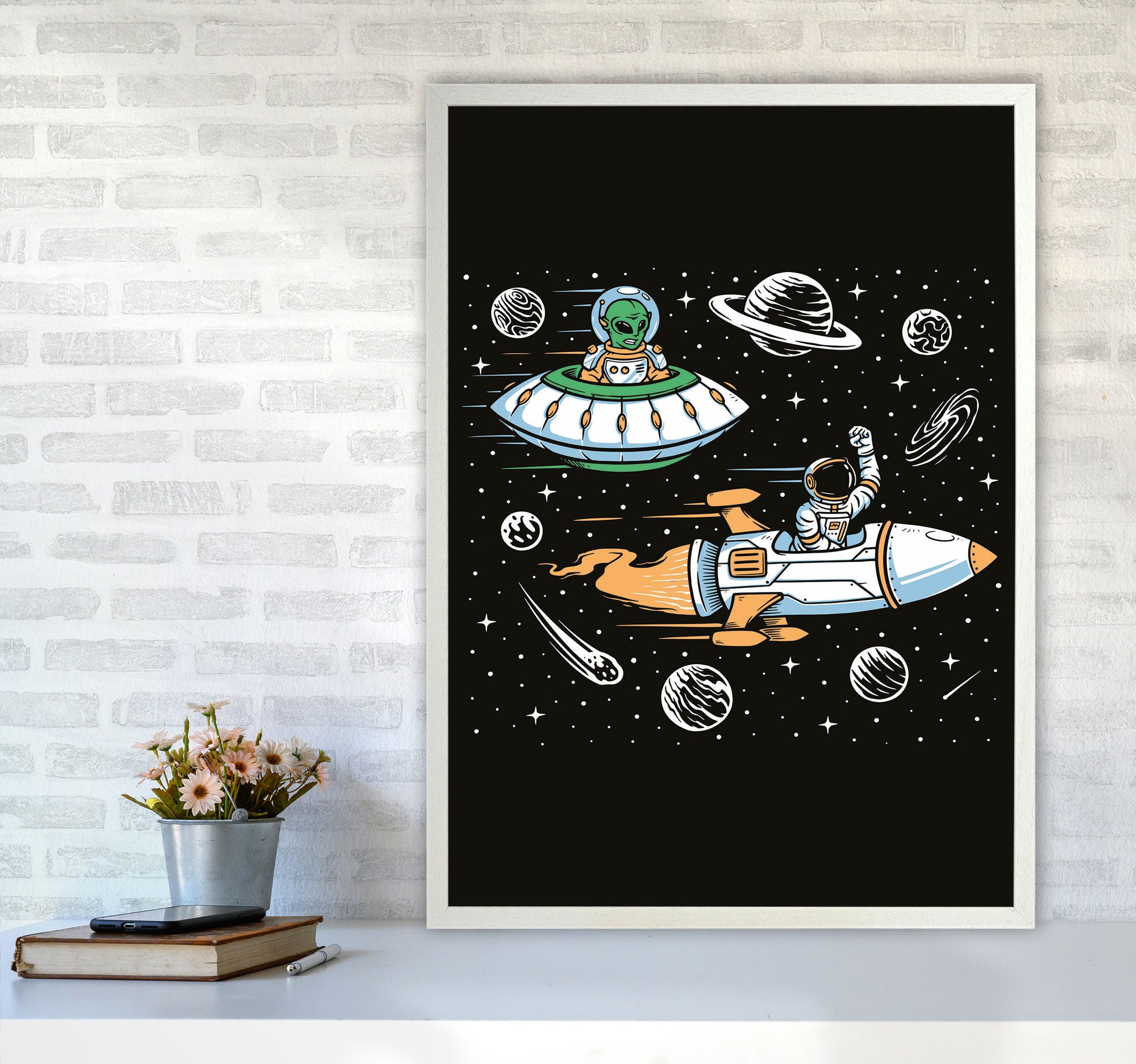 Space Rage Art Print by Jason Stanley A1 Oak Frame