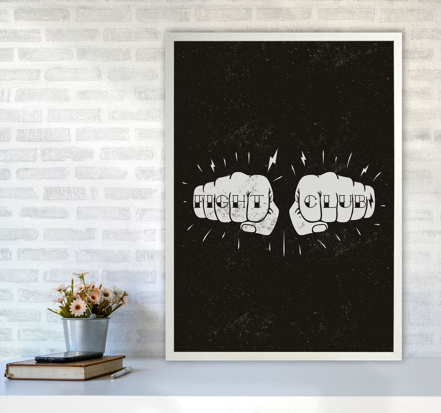 Fight Club Art Print by Jason Stanley A1 Oak Frame