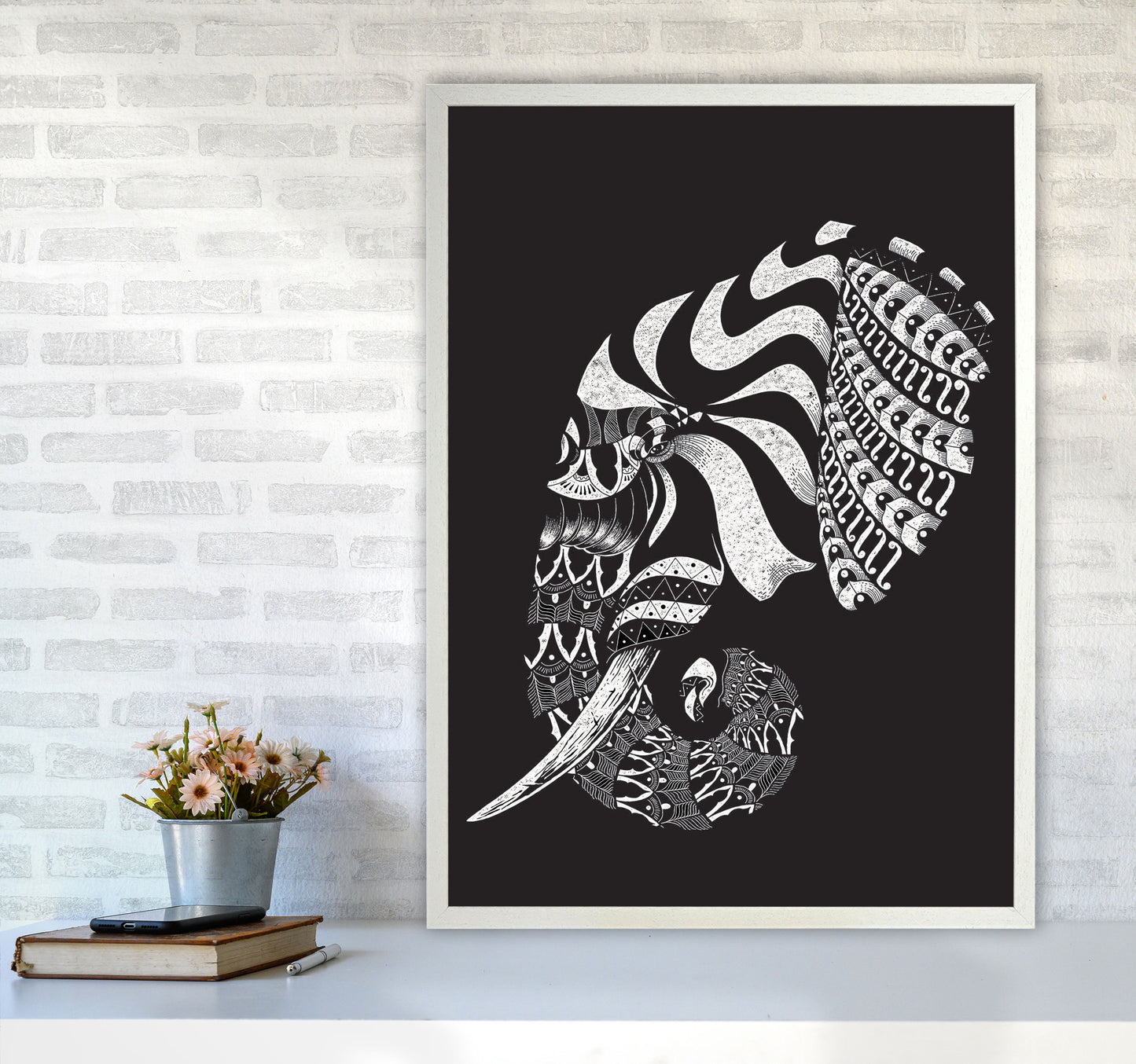 Ornate Elephant II Art Print by Jason Stanley A1 Oak Frame