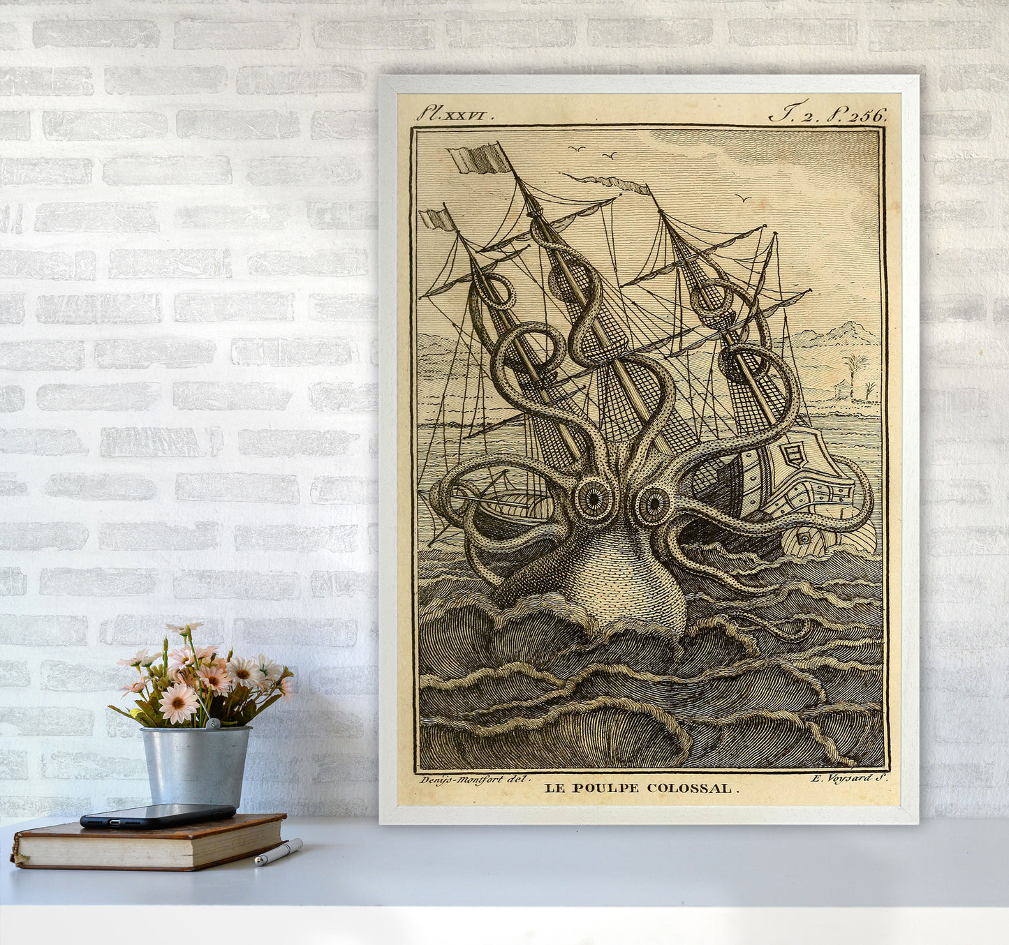The Great Collossal Octopus Art Print by Jason Stanley A1 Oak Frame