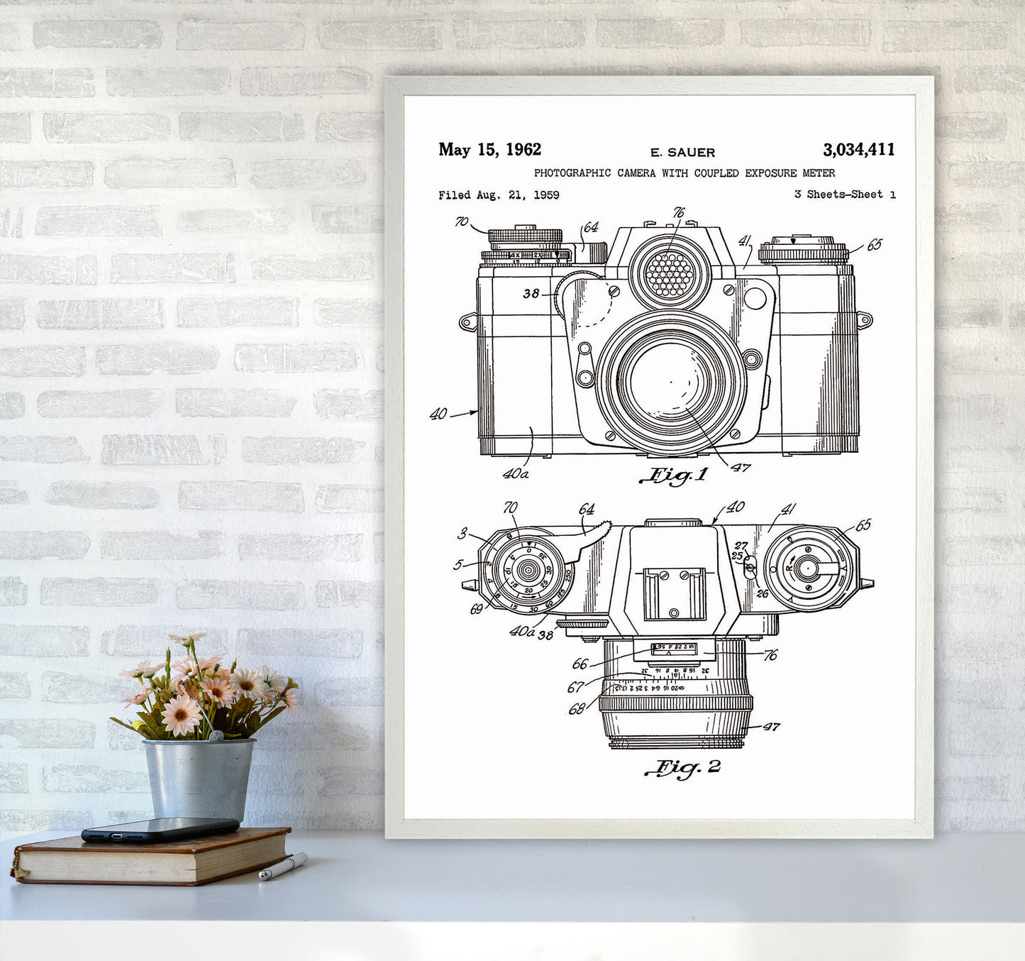 Photographic Camera Patent Art Print by Jason Stanley A1 Oak Frame