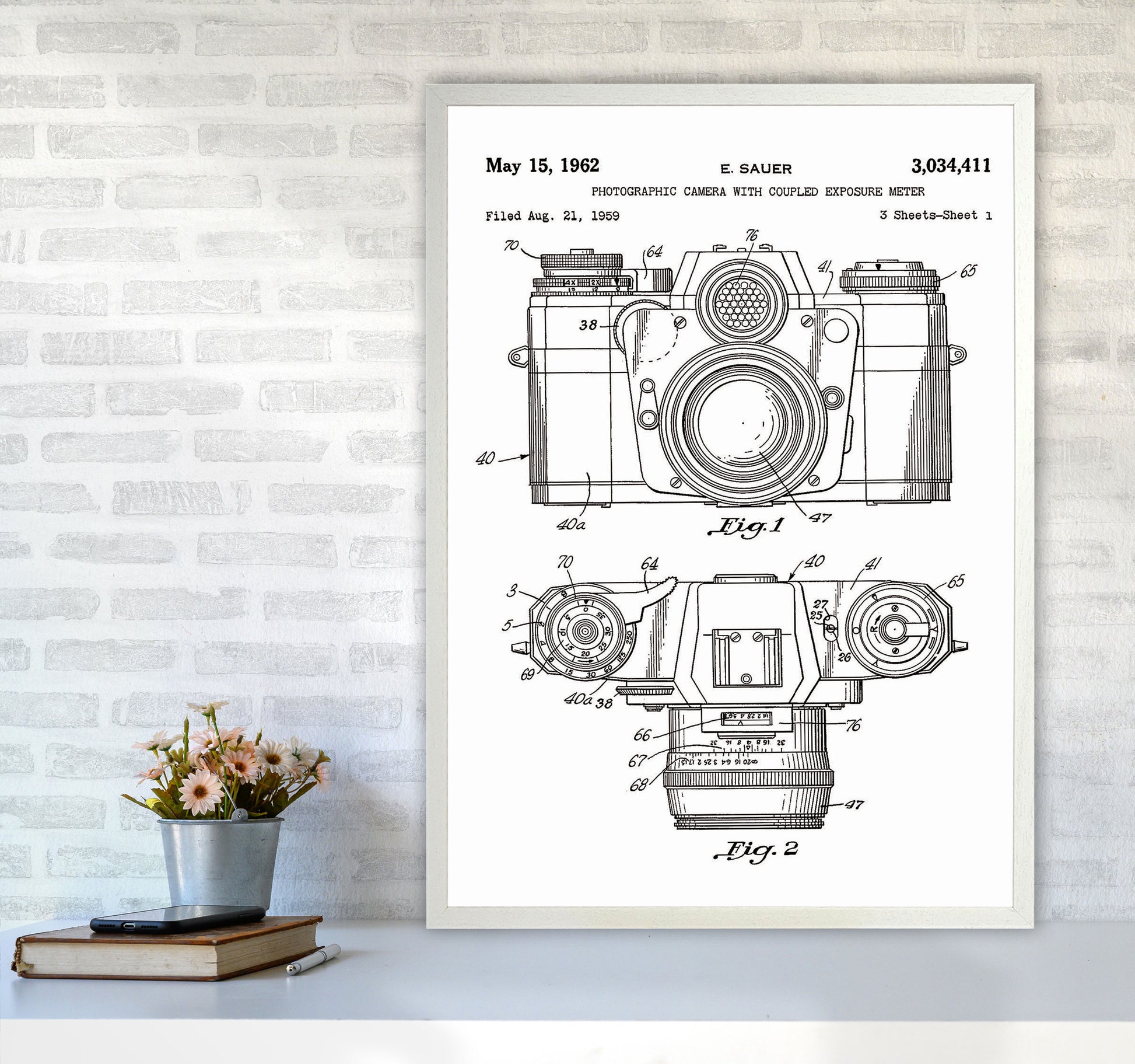 Photographic Camera Patent Art Print by Jason Stanley A1 Oak Frame