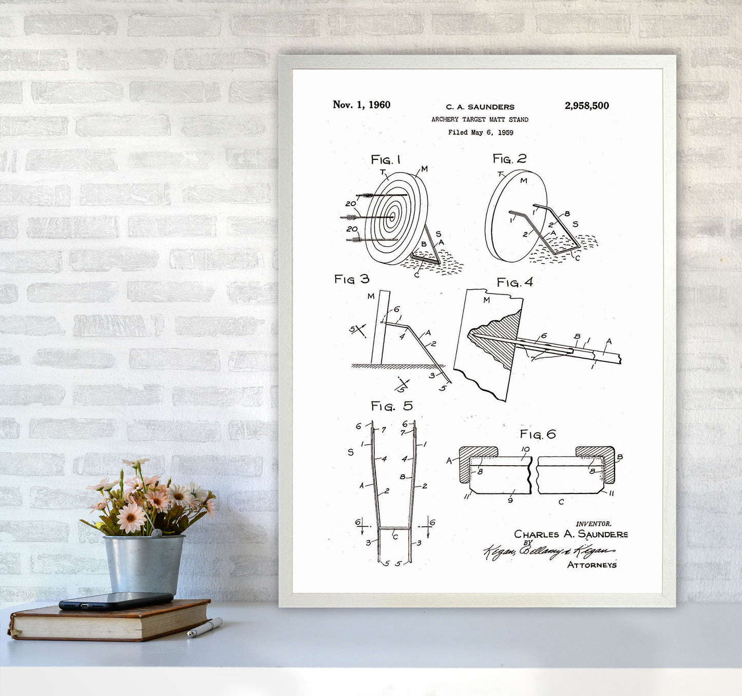 Archery Target Stand Patent Art Print by Jason Stanley A1 Oak Frame