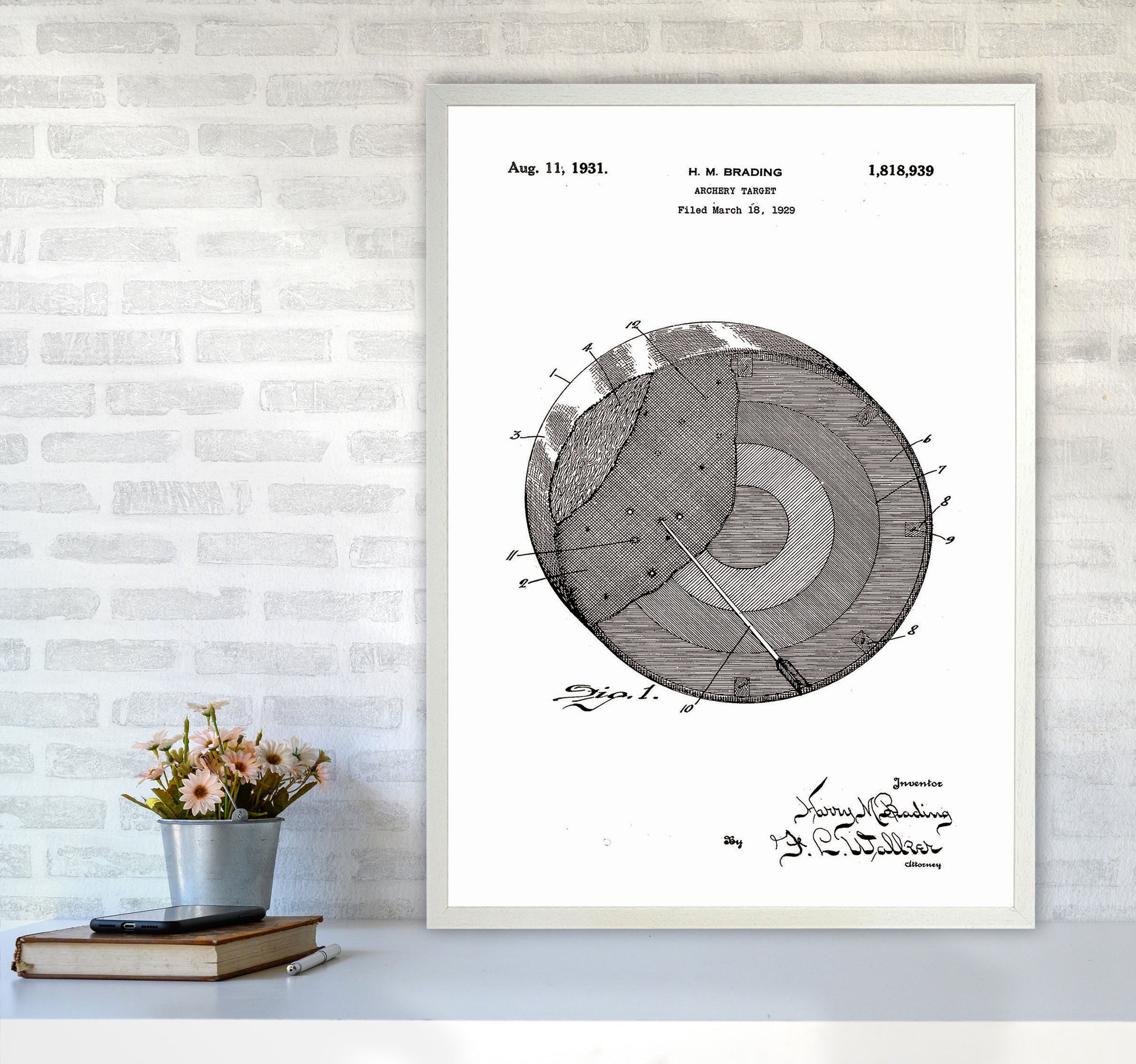 Archery Target Patent Art Print by Jason Stanley A1 Oak Frame