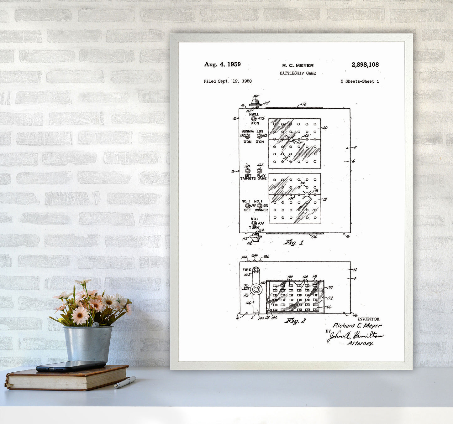 Battleship Game Patent Art Print by Jason Stanley A1 Oak Frame