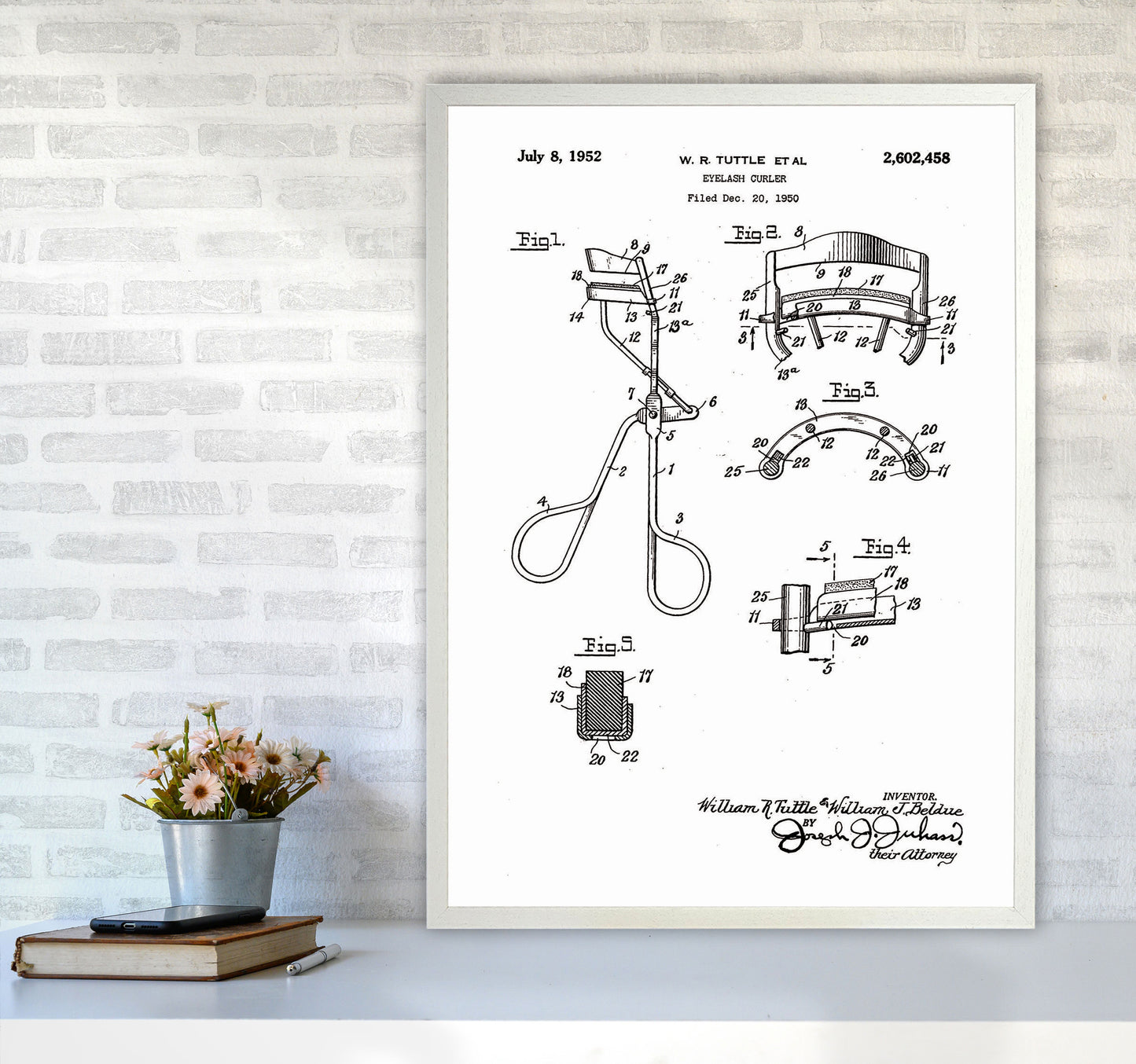 Eyelash Curler Patent Art Print by Jason Stanley A1 Oak Frame
