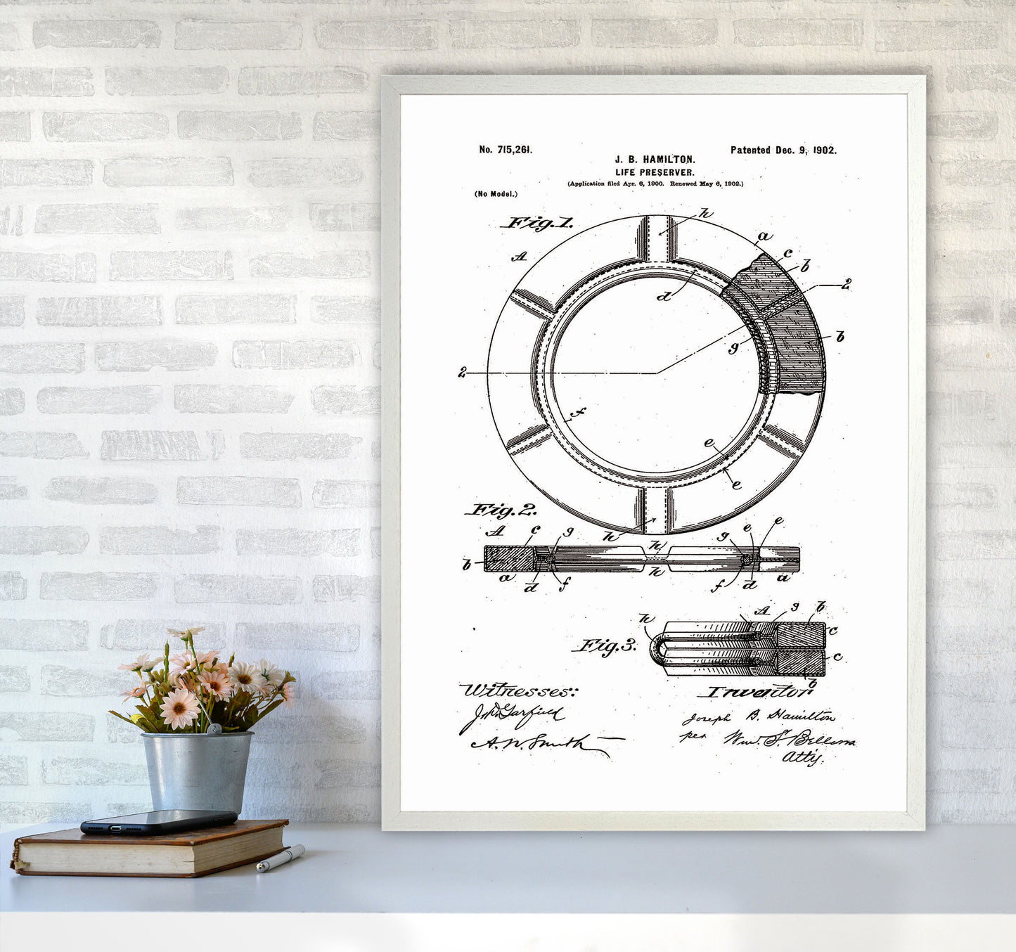 Life Preserver Patent Art Print by Jason Stanley A1 Oak Frame