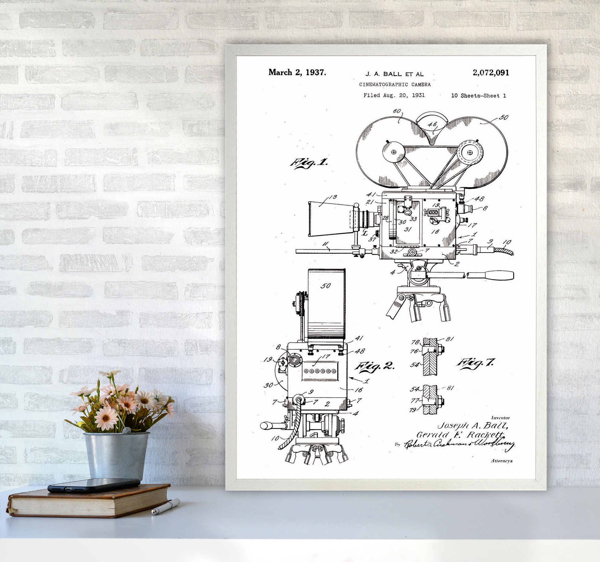 Cinema Camera Patent Art Print by Jason Stanley A1 Oak Frame