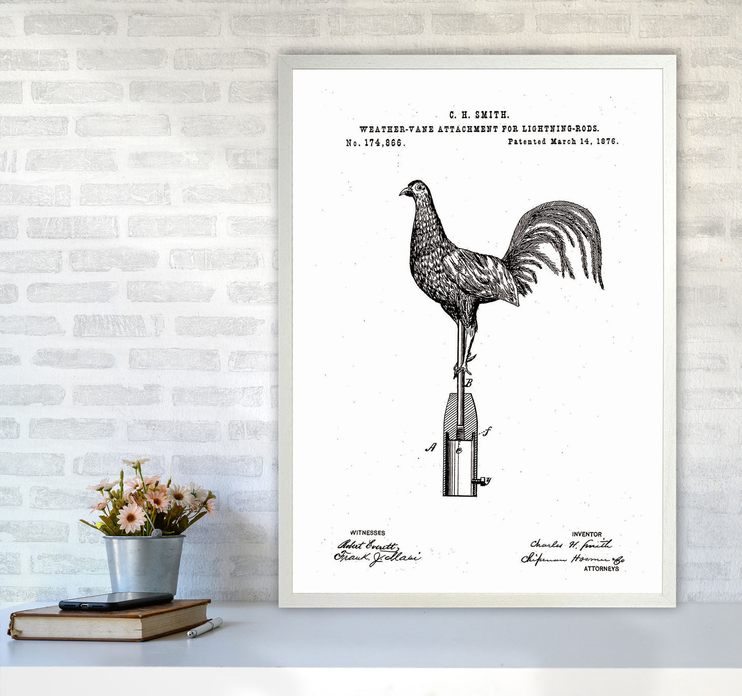 Weather Vane Patent Art Print by Jason Stanley A1 Oak Frame