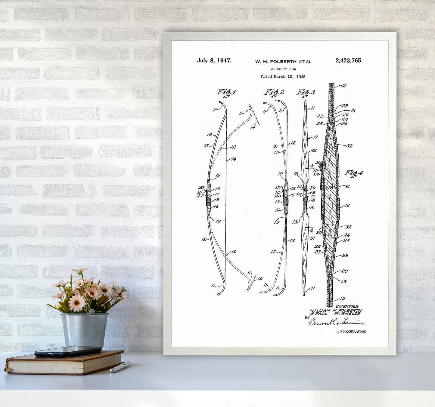 Archery Bow Patent Art Print by Jason Stanley A1 Oak Frame