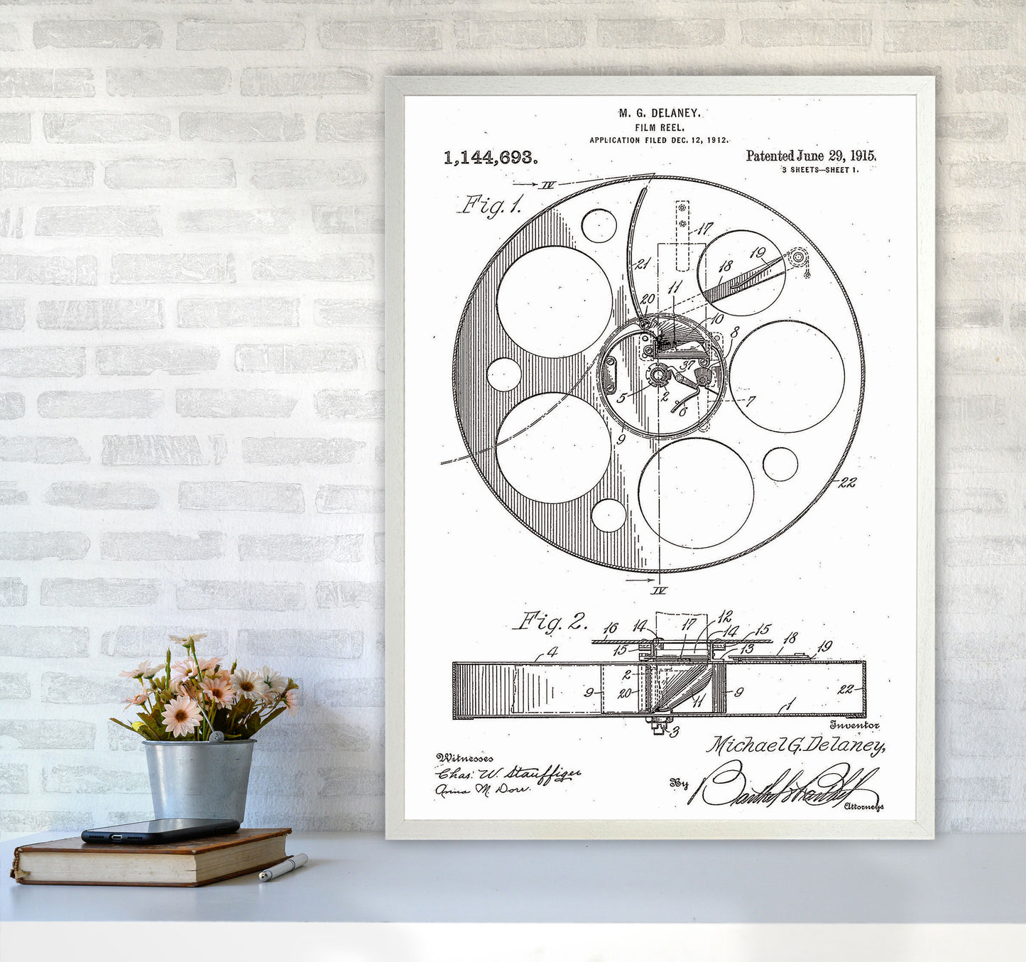 Film Reel Patent Art Print by Jason Stanley A1 Oak Frame