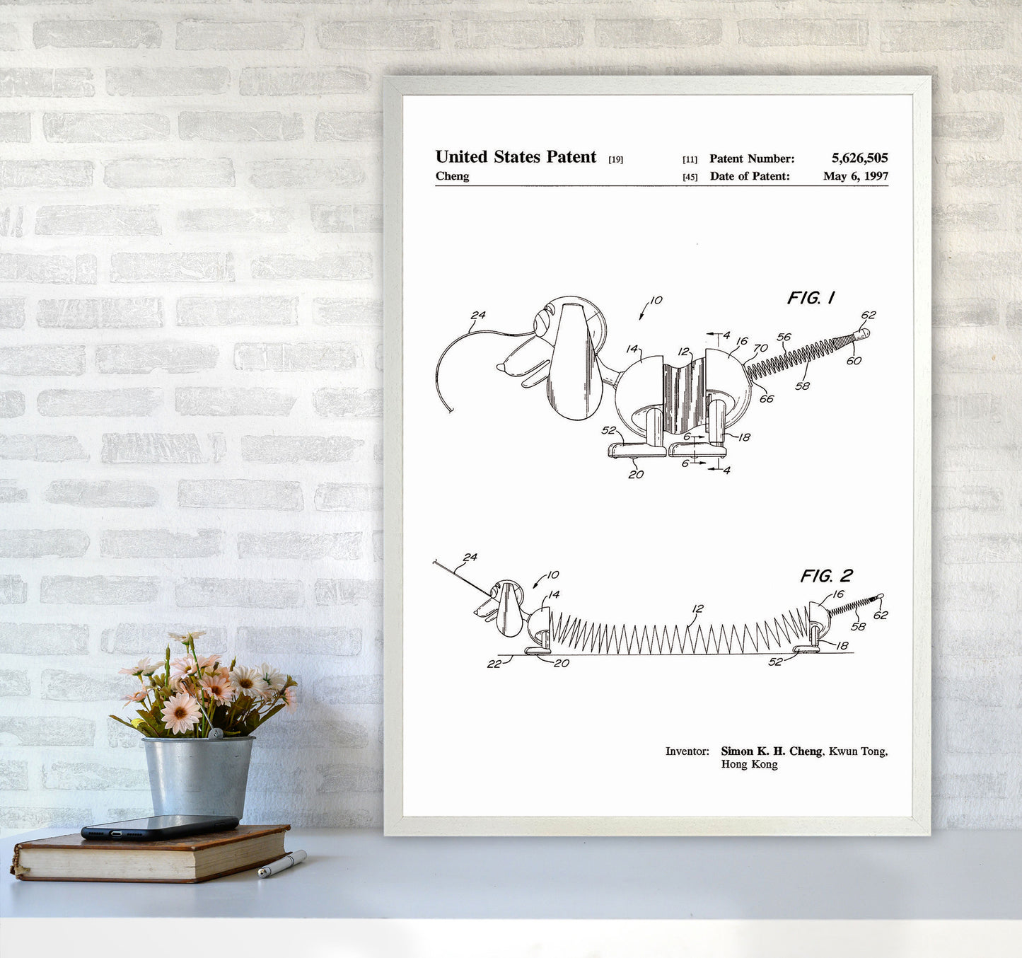 Slinky Dog Patent Art Print by Jason Stanley A1 Oak Frame
