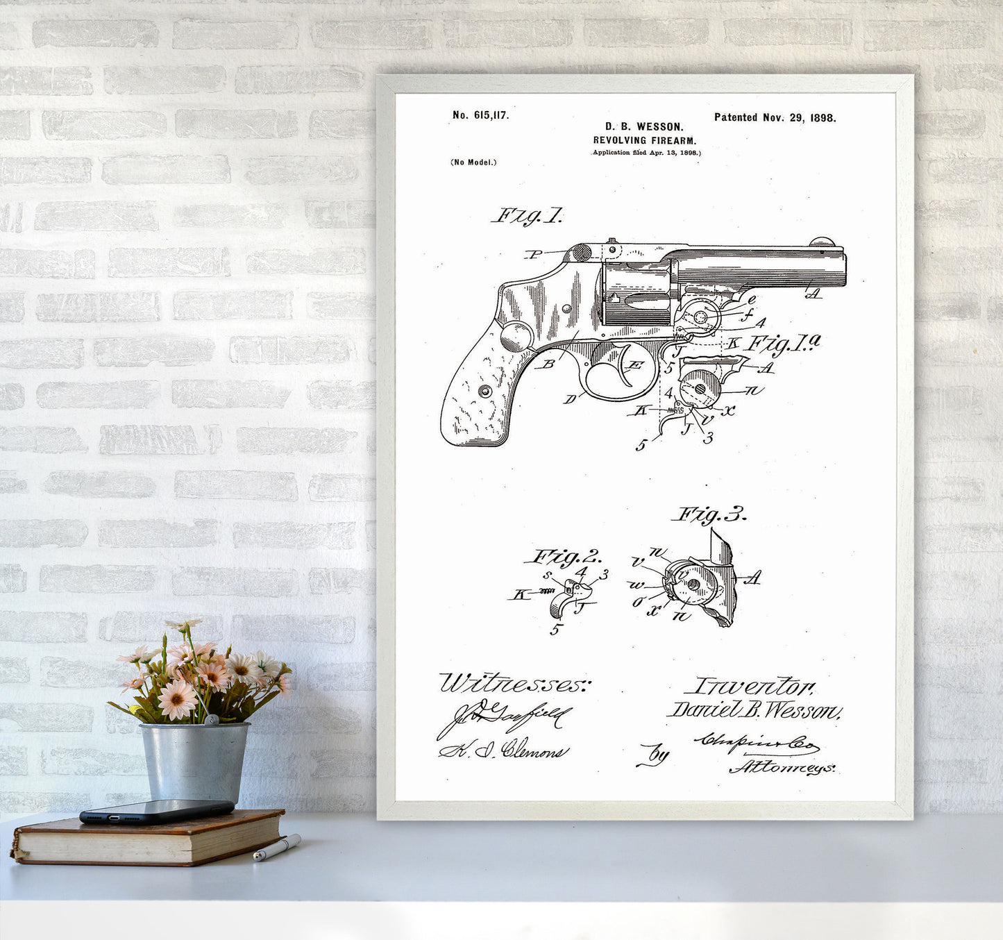 Revolver Patent Art Print by Jason Stanley A1 Oak Frame