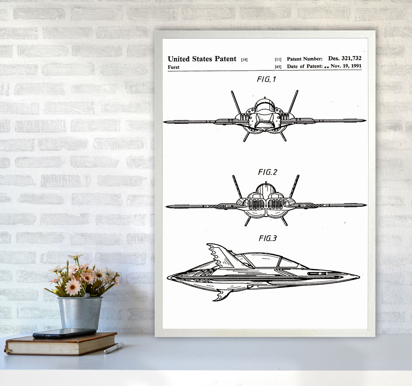Batwing Patent Art Print by Jason Stanley A1 Oak Frame