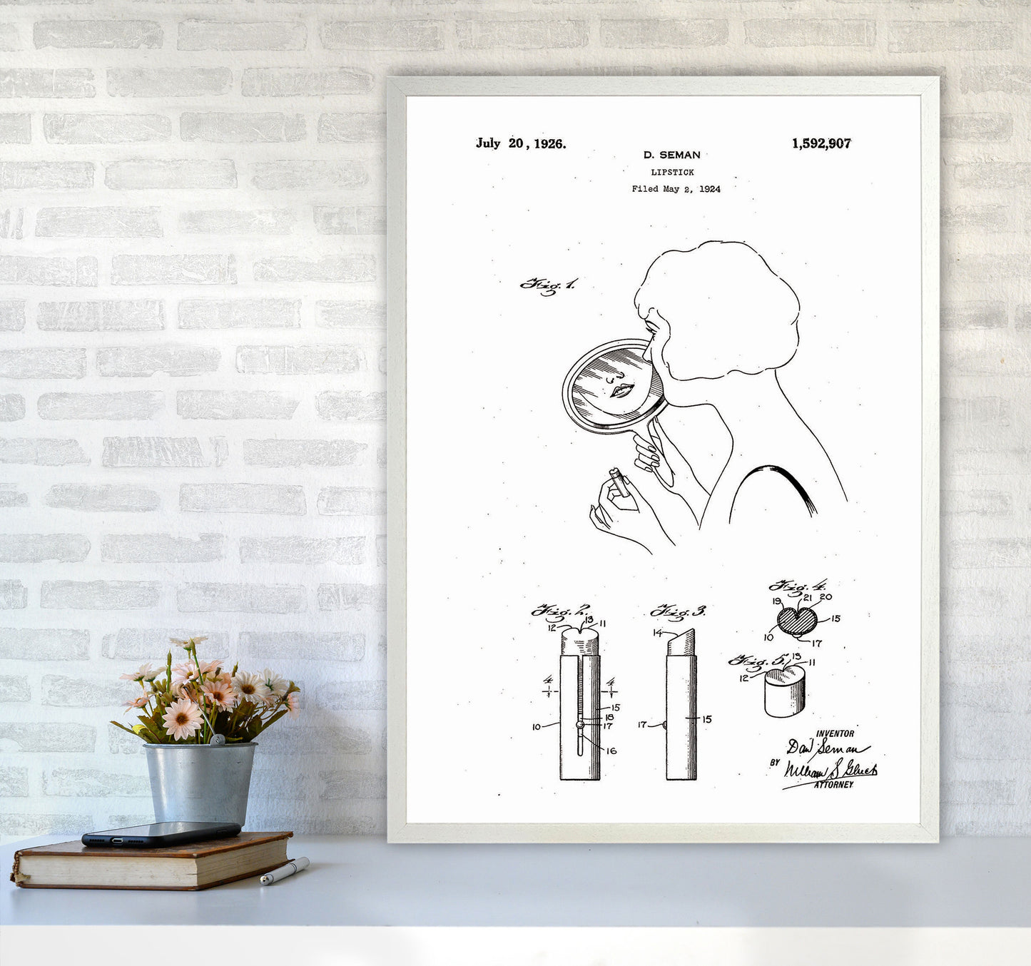 Lipstick Patent Art Print by Jason Stanley A1 Oak Frame