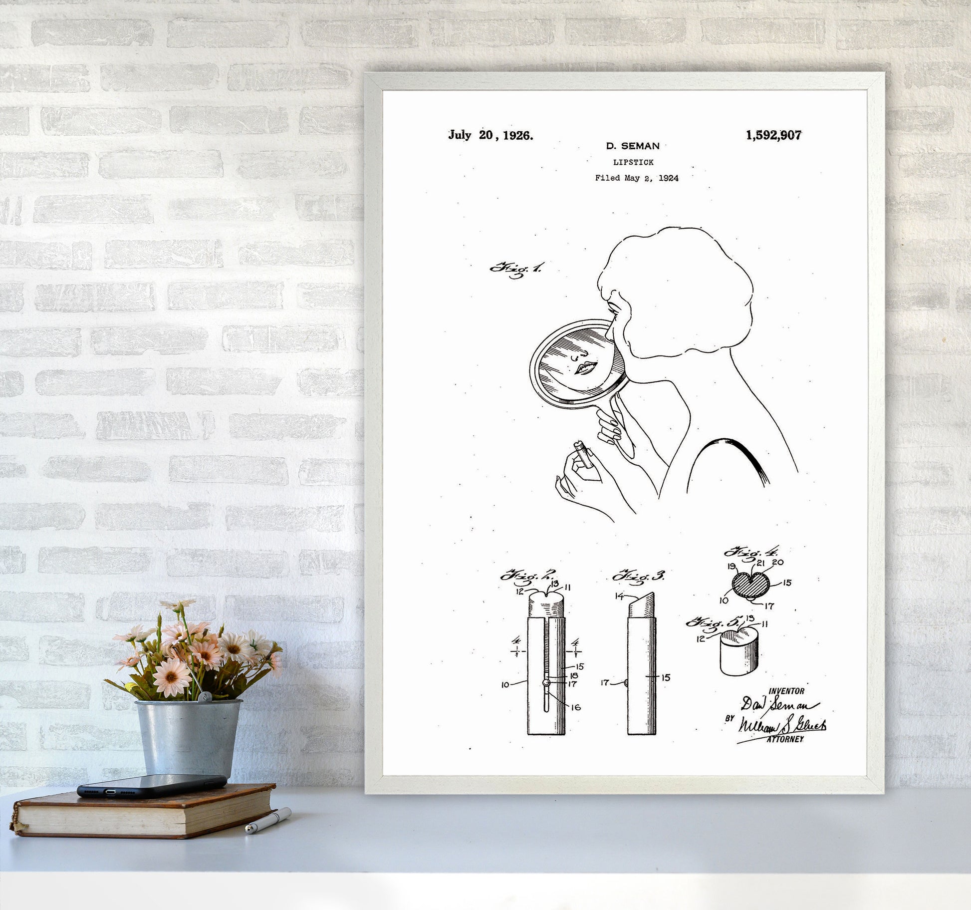 Lipstick Patent Art Print by Jason Stanley A1 Oak Frame