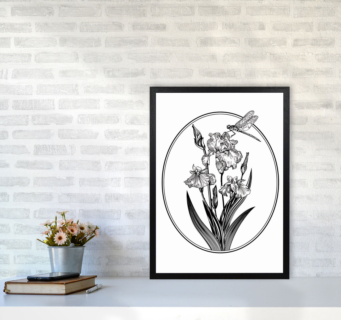 Vintage Beautiful Flower Art Print by Jason Stanley A2 White Frame