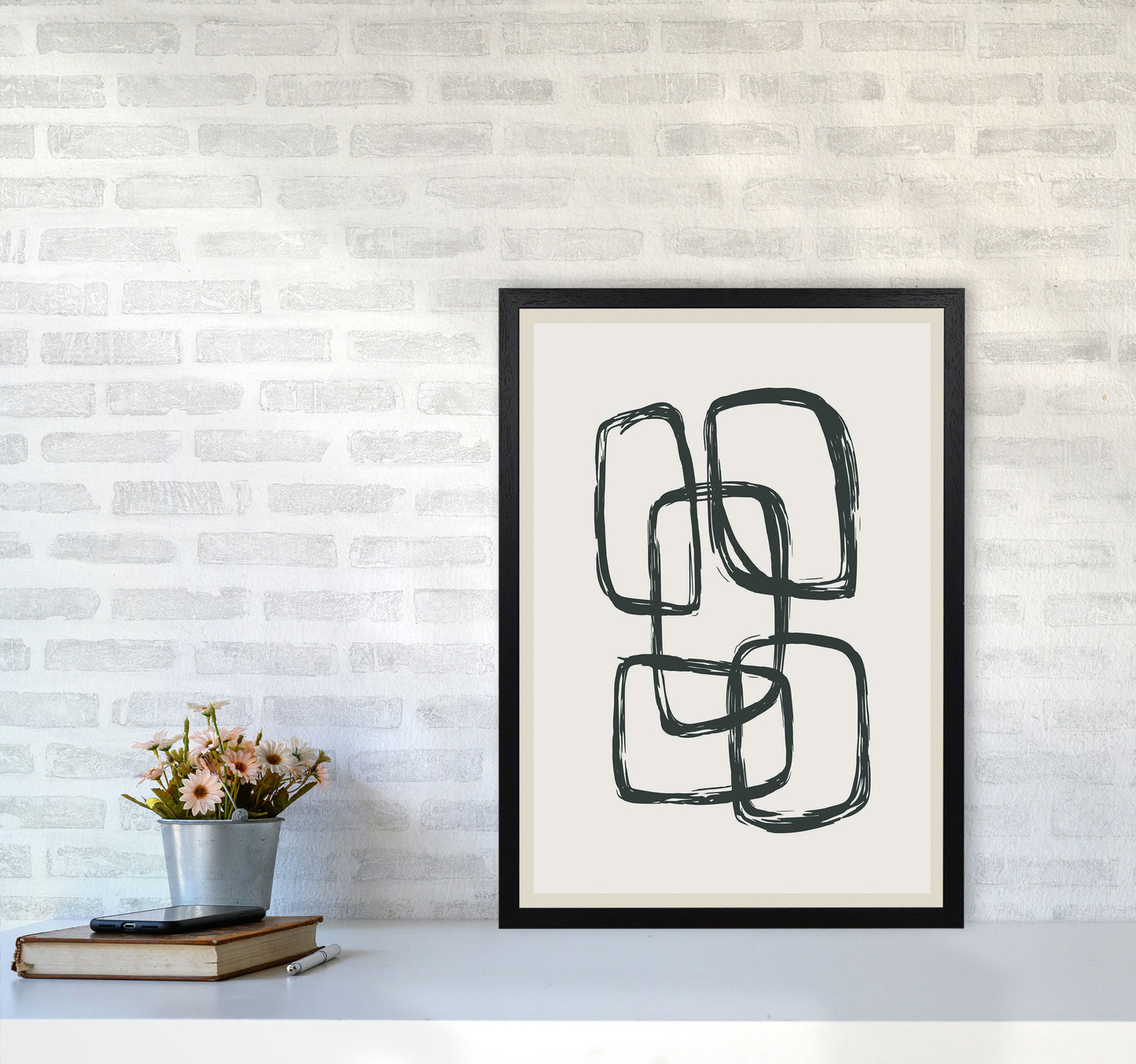 Modern Abstract Shapes 3 Art Print by Jason Stanley A2 White Frame