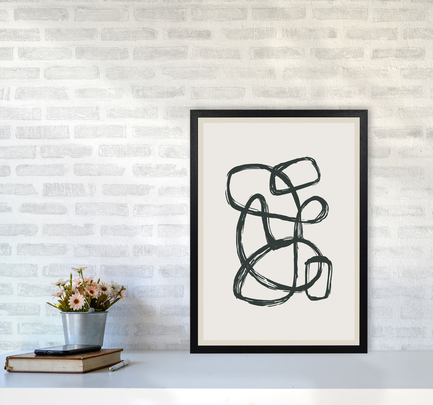 Modern Abstract Shapes 1 Art Print by Jason Stanley A2 White Frame
