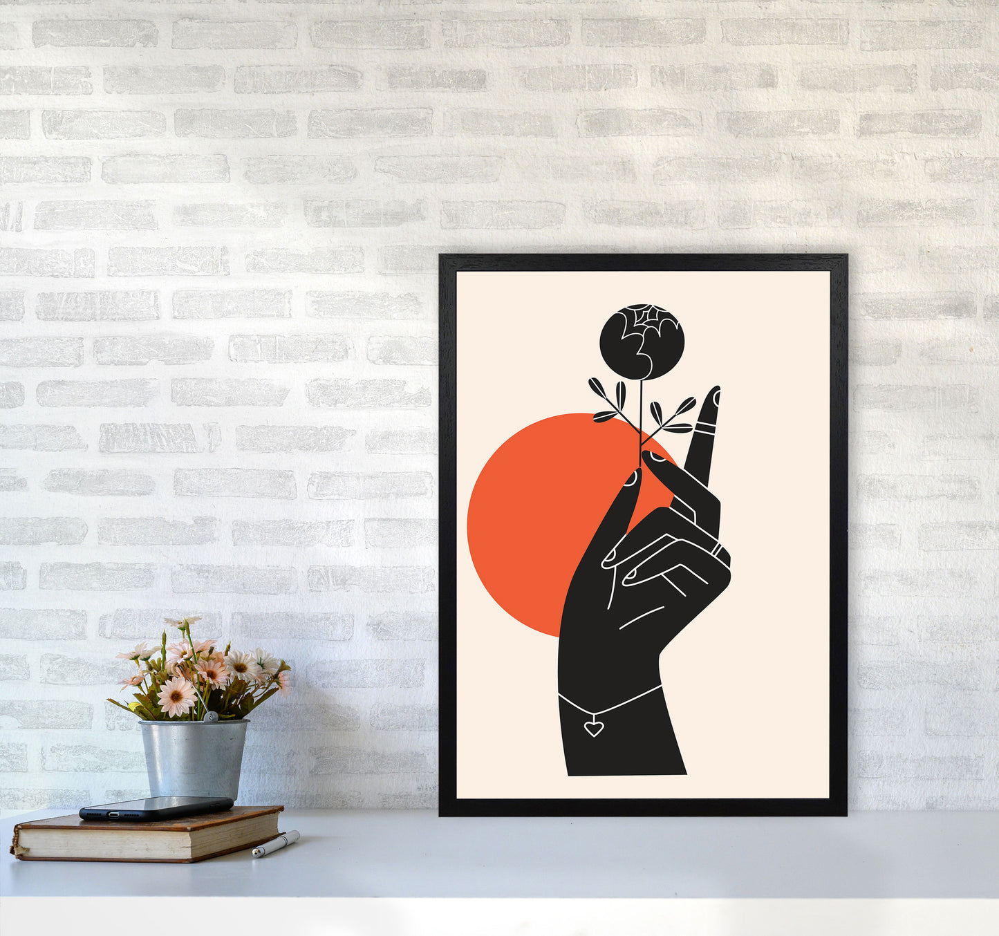 Minimalist Hand Drawing Art Print by Jason Stanley A2 White Frame