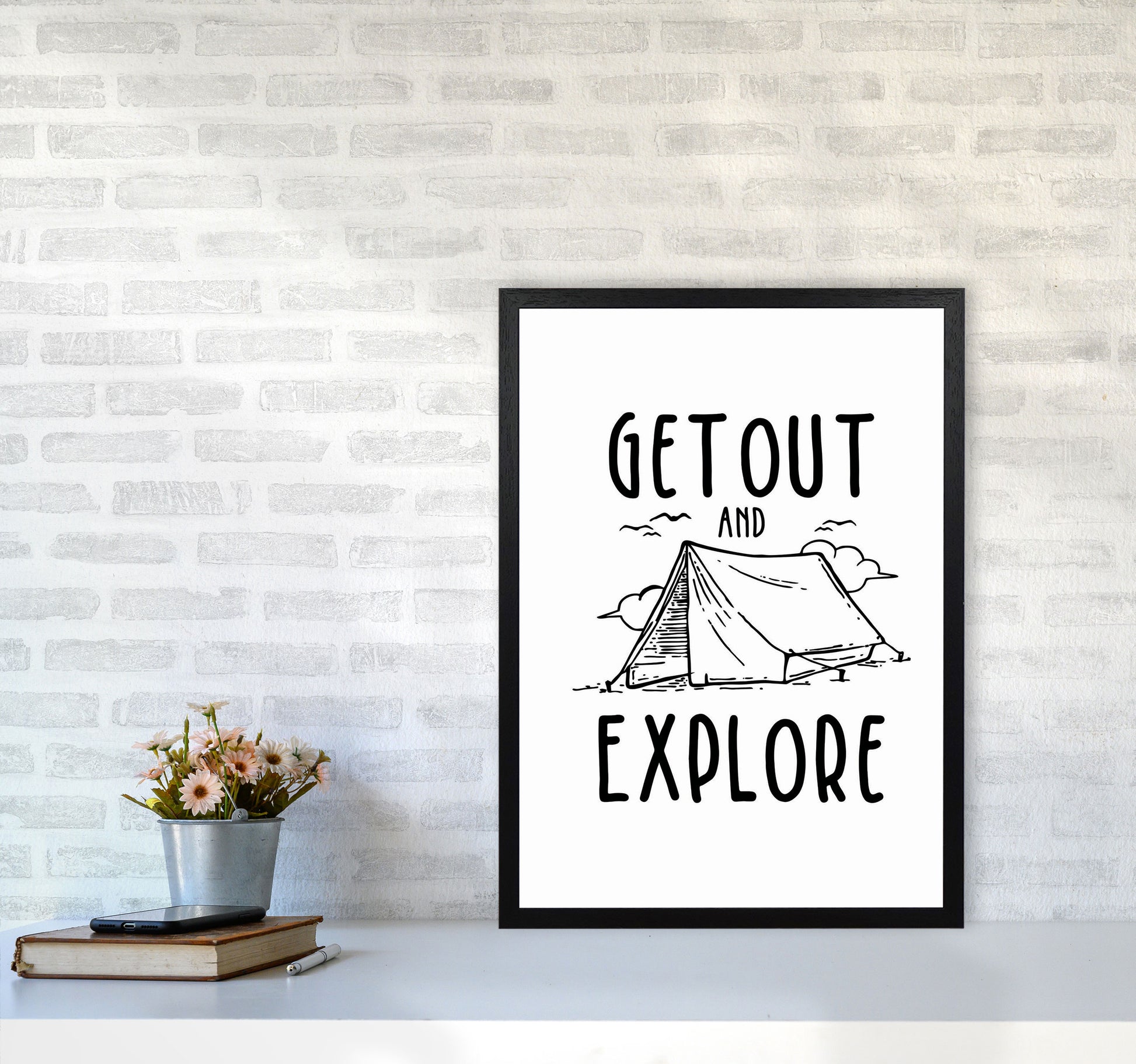 Get Out And Explore Art Print by Jason Stanley A2 White Frame