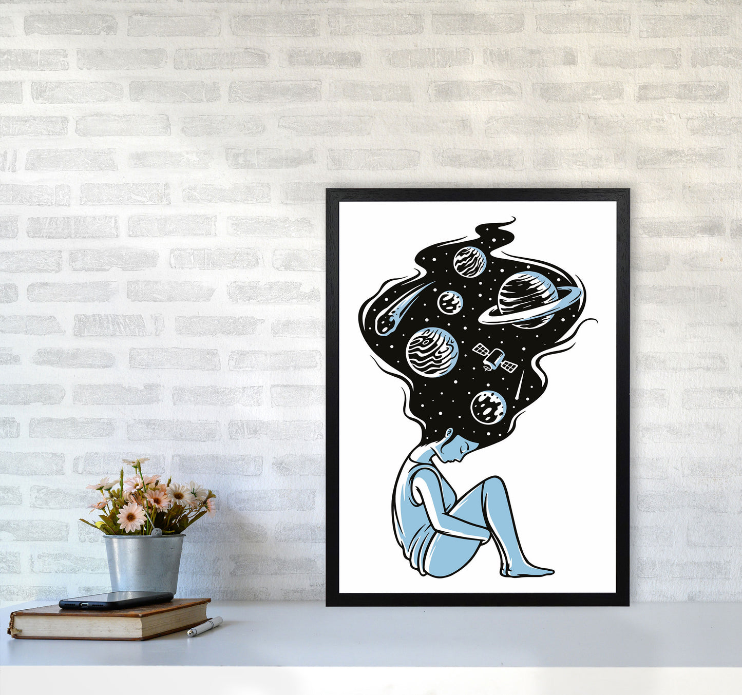Head In The Clouds Art Print by Jason Stanley A2 White Frame