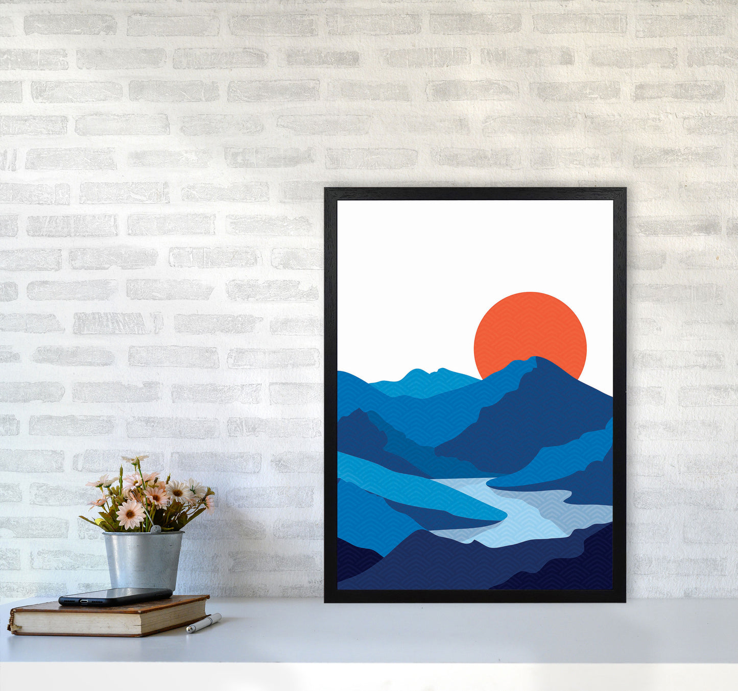 Japanese Mountain Art Print by Jason Stanley A2 White Frame