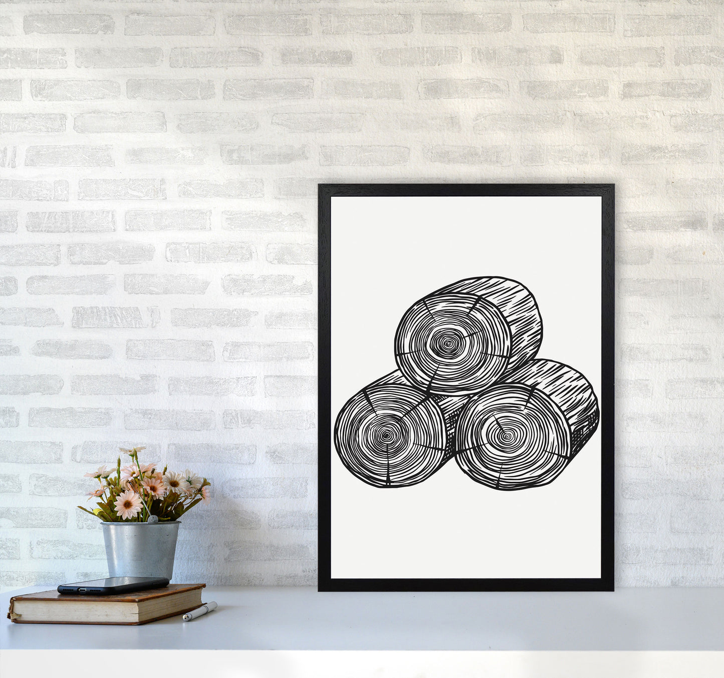 Stack O' Firewood Art Print by Jason Stanley A2 White Frame