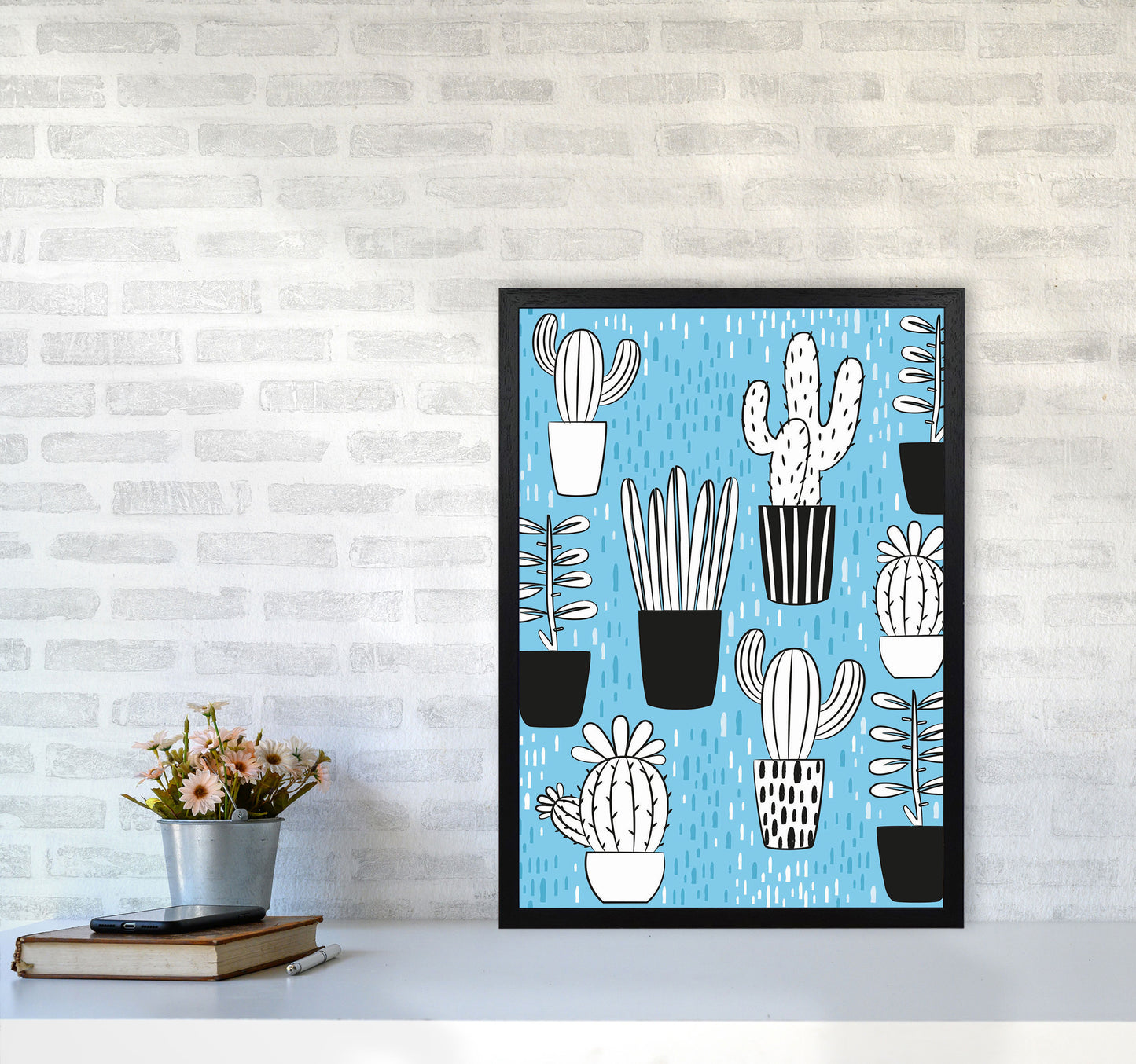 Cactus Vibes #1 Art Print by Jason Stanley A2 White Frame
