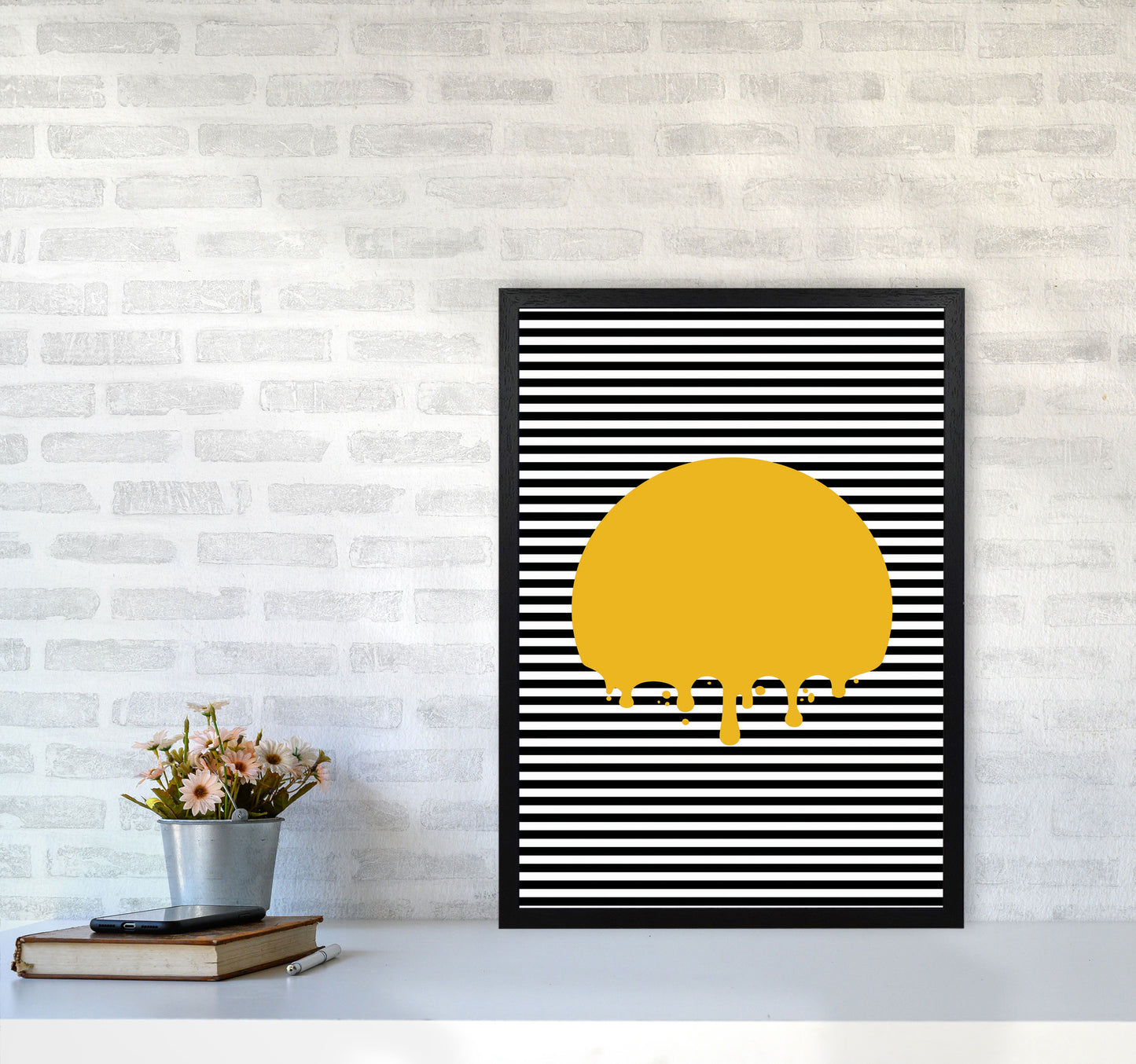 The Melting Sun Art Print by Jason Stanley A2 White Frame